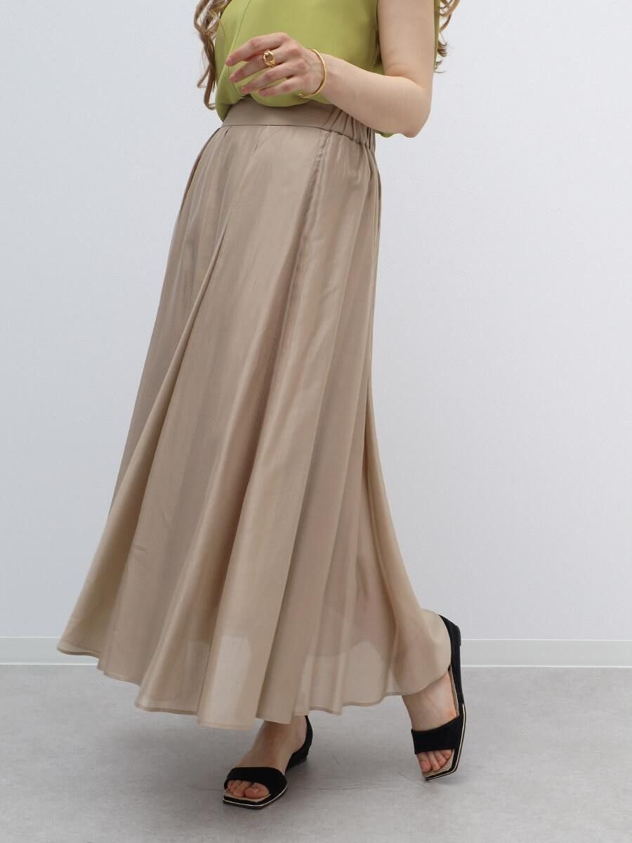 【ラシュッド/LASUD】のタックフレアロングスカート インテリア・キッズ・メンズ・レディースファッション・服の通販 founy(ファウニー) 　ファッション　Fashion　レディースファッション　Fashion for Women　スカート　Skirts　ロングスカート　Long Skirts / Maxi & Midi Skirts　とろみ　Fluid, Flowy Fabric　ドレープ　Drape, Draping Fabric　フレア　Flare, Flared　エレガント 上品　Elegant　ベージュ|ID: prp329100004978728 ipo3291000000037310560