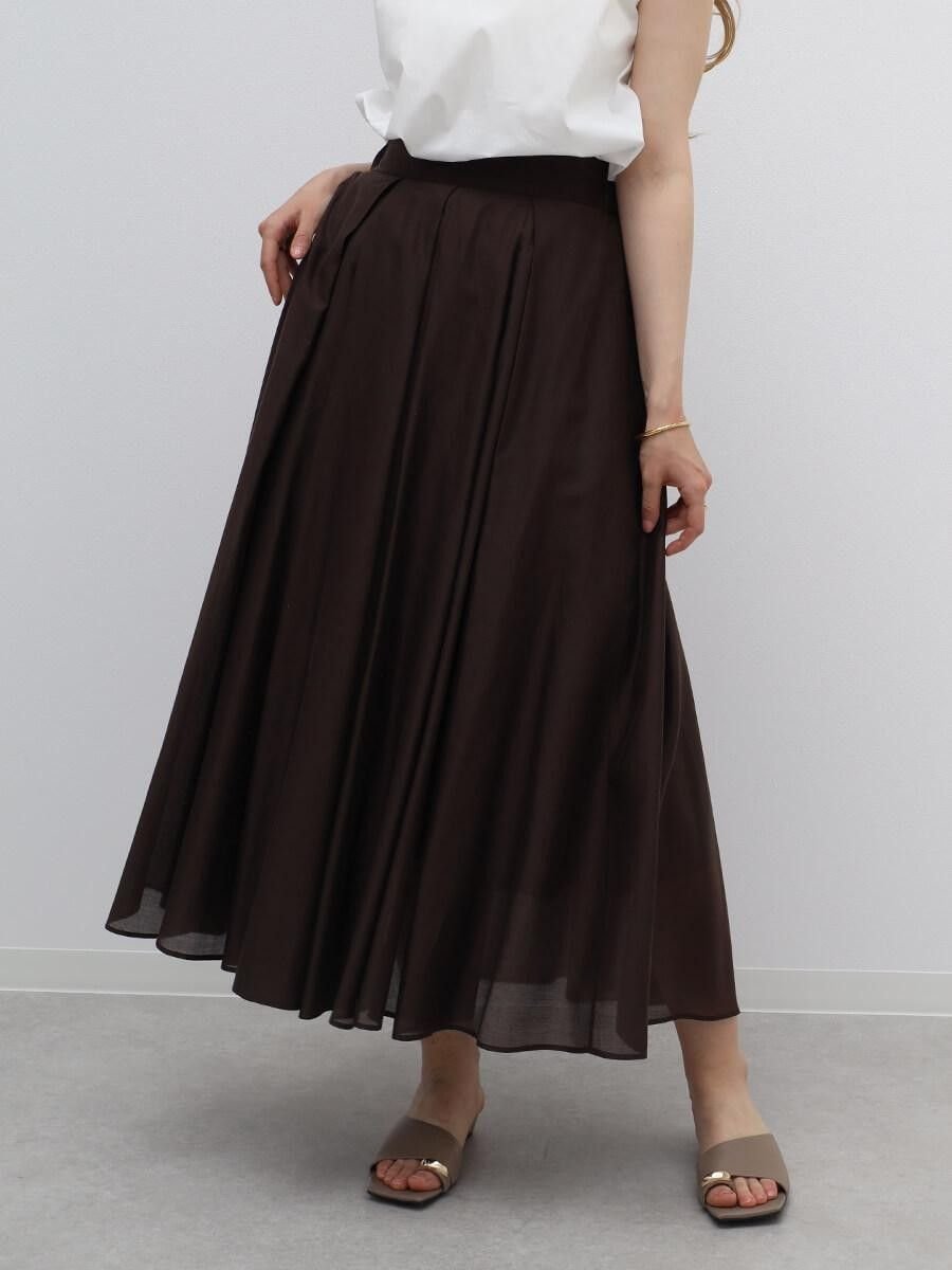 【ラシュッド/LASUD】のタックフレアロングスカート インテリア・キッズ・メンズ・レディースファッション・服の通販 founy(ファウニー) 　ファッション　Fashion　レディースファッション　Fashion for Women　スカート　Skirts　ロングスカート　Long Skirts / Maxi & Midi Skirts　とろみ　Fluid, Flowy Fabric　ドレープ　Drape, Draping Fabric　フレア　Flare, Flared　エレガント 上品　Elegant　ダークブラウン|ID: prp329100004978728 ipo3291000000037310561
