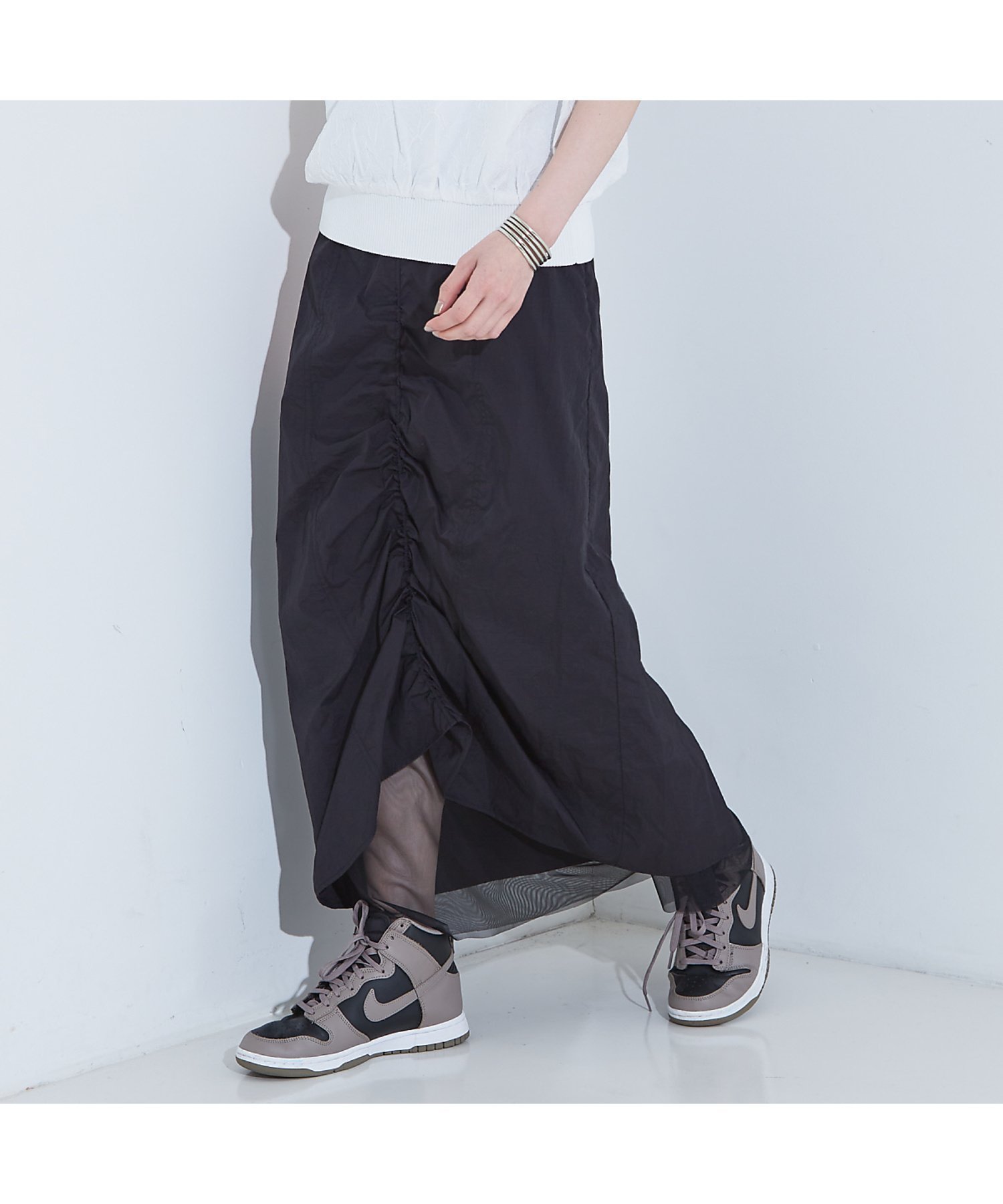 【ノミネ/NOMINE】の【セットアップ着用可】マルチWAY ドロスト ワッシャー チュール スカート インテリア・キッズ・メンズ・レディースファッション・服の通販 founy(ファウニー) 　ファッション　Fashion　レディースファッション　Fashion for Women　セットアップ　Matching Sets　スカート・ミニ/ミディ/マキシ　Skirts / Mini, Midi & Maxi Skirts　ギャザー　Gathered, Ruffled　スピンドル　Spindle, Drawcord　セットアップ　Set-Up, Coordinated Outfit　チュール　Tulip, Tulip Motif　ワッシャー　Washer, Crinkled Finish　今季　This Season, Current Season　ブラック|ID: prp329100004978736 ipo3291000000037310591