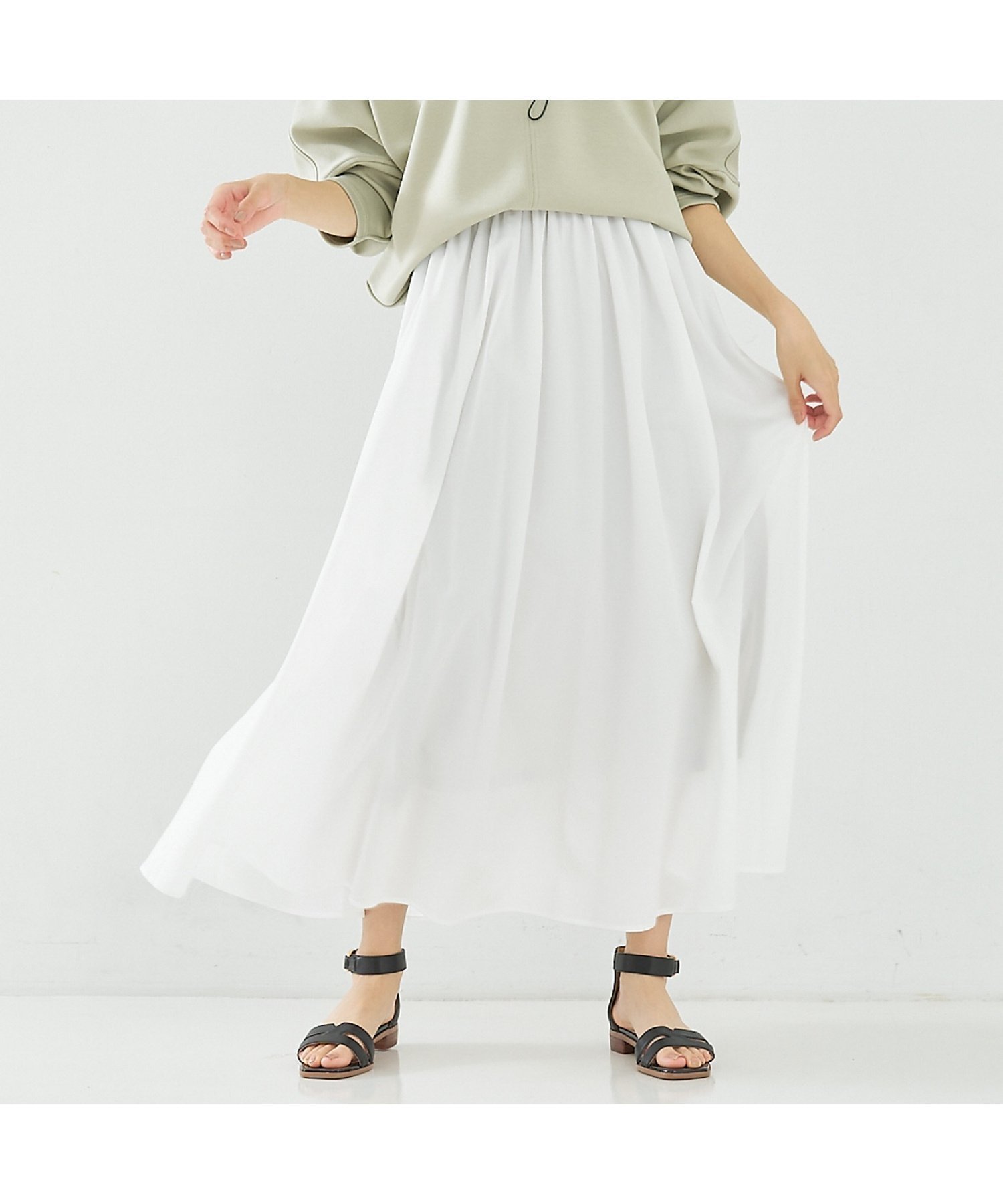 【アバハウスマヴィ/abahouse mavie】のナイロンストレッチロングスカート インテリア・キッズ・メンズ・レディースファッション・服の通販 founy(ファウニー) 　ファッション　Fashion　レディースファッション　Fashion for Women　スカート　Skirts　ロングスカート　Long Skirts / Maxi & Midi Skirts　おすすめ　Recommended / Our Picks　ショート　Short, Short Length　ストレッチ　Stretch, Stretchy Fabric　セットアップ　Set-Up, Coordinated Outfit　トレンド　Trend, Trending Now　フロント　Front, Front Design　人気　Popular, Best Seller　楽ちん　Easy Fit, Comfortable　ホワイト|ID: prp329100004978738 ipo3291000000037310598