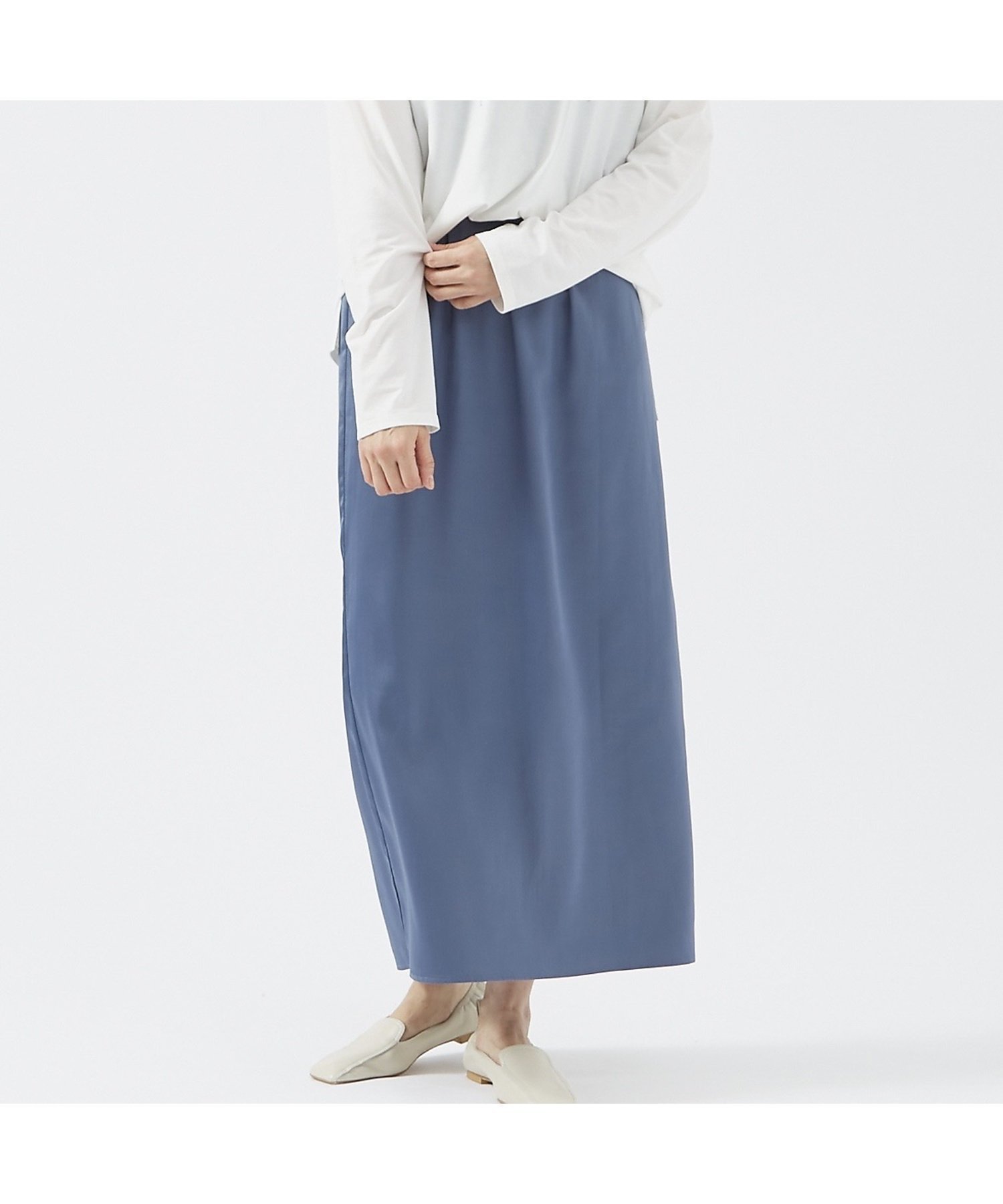 【アバハウスマヴィ/abahouse mavie】のサテンナロースカート インテリア・キッズ・メンズ・レディースファッション・服の通販 founy(ファウニー) 　ファッション　Fashion　レディースファッション　Fashion for Women　スカート　Skirts　おすすめ　Recommended / Our Picks　シンプル　Simple, Minimal　スリット　Slit, Slit Detail　エレガント 上品　Elegant　夏　Summer　ブルーグレー|ID: prp329100004978741 ipo3291000000037310609