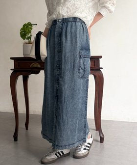 【シェトワ/Chez toi】のパウダー加工デニムナロースカート 大人の最旬トレンドファッション＆コーディネート founy(ファウニー) ファッション Fashion レディースファッション Fashion for Women スカート Skirts シルク Silk, 100% Silk スクエア Square, Square Shape タンク Tank Top, Sleeveless Top テレコ Ribbed, Rib Stitch パウダー Powder, Soft Tone フロント Front, Front Design レース Lace, Lace Fabric 再入荷 Restock / Back in Stock おすすめ Recommended / Our Picks エレガント 上品 Elegant |ID:prp329100004978768