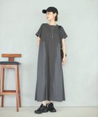 【フリークスストア/FREAK'S STORE】のオーガニックコットン 異素材 ドッキング ギャザー ワンピース チャコールグレー|ID:prp329100004978808