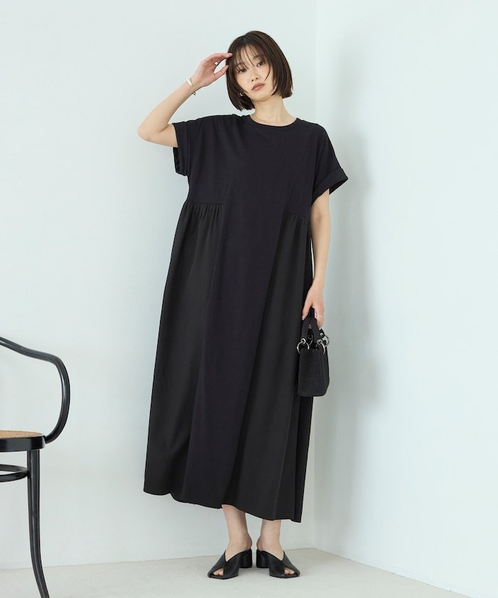 【フリークスストア/FREAK'S STORE】のオーガニックコットン 異素材 ドッキング ギャザー ワンピース インテリア・キッズ・メンズ・レディースファッション・服の通販 founy(ファウニー) 　ファッション　Fashion　レディースファッション　Fashion for Women　ワンピース　Dresses　2026年　2026　2026春夏・S/S　Spring/Summer 2026 SS26　おすすめ　Recommended / Our Picks　アクセサリー　Fashion Accessories　キャップ　Cap, Baseball Cap　ギャザー　Gathered, Ruffled　ジャケット　Jacket, Outerwear　スタイリッシュ　Stylish, Fashionable　スニーカー　Sneakers, Trainers　ドッキング　Docking, Mixed Material　フィット　Fit, Slim Fit　リラックス　Relax, Relaxed Fit　人気　Popular, Best Seller　夏　Summer　S/S・春夏　SS, Spring/Summer, Warm Season　ブラック|ID: prp329100004978808 ipo3291000000037310830
