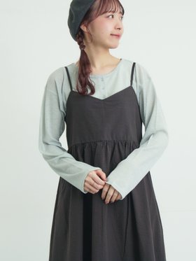【サマンサモスモス/Samansa Mos2】のシアーリブヘンリーネックカットソー 大人の最旬トレンドファッション＆コーディネート founy(ファウニー) ファッション Fashion レディースファッション Fashion for Women トップス・カットソー Cut & Sew Tops カットソー・ベーシックTシャツ Cut-and-Sewn Tops / Stretch Tees & Basics おすすめ Recommended / Our Picks カットソー Cut and Sewn Top キャミソール Camisole, Spaghetti Strap Top シアー Sheer, See-Through スリット Slit, Slit Detail |ID:prp329100004978884