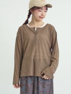 【サマンサモスモス/Samansa Mos2】のシアーリブヘンリーネックカットソー 大人の最旬トレンドファッション＆コーディネート founy(ファウニー) ファッション Fashion レディースファッション Fashion for Women トップス・カットソー Cut & Sew Tops カットソー・ベーシックTシャツ Cut-and-Sewn Tops / Stretch Tees & Basics おすすめ Recommended / Our Picks カットソー Cut and Sewn Top キャミソール Camisole, Spaghetti Strap Top シアー Sheer, See-Through スリット Slit, Slit Detail thumbnail モカ|ID: prp329100004978884 ipo3291000000037311123