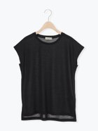 【サマンサモスモス/Samansa Mos2】の【抗菌,接触冷感】シアー梨地フレンチスリーブTシャツ 大人の最旬トレンドファッション＆コーディネート founy(ファウニー) ファッション Fashion レディースファッション Fashion for Women トップス・カットソー Cut & Sew Tops シャツ・ブラウス・オフィスカジュアル Elegant Blouses & Button-Ups ロングTシャツ・Tシャツ Longline T-Shirts & Tees おすすめ Recommended / Our Picks シアー Sheer, See-Through スリーブ Sleeve, Long Sleeve / Short Sleeve フレンチ French, French Style ロング Long, Long-Length 抗菌 Antibacterial, Bacteria-Resistant thumbnail ブラック|ID: prp329100004978889 ipo3291000000037311142
