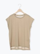 【サマンサモスモス/Samansa Mos2】の【抗菌,接触冷感】シアー梨地フレンチスリーブTシャツ 大人の最旬トレンドファッション＆コーディネート founy(ファウニー) ファッション Fashion レディースファッション Fashion for Women トップス・カットソー Cut & Sew Tops シャツ・ブラウス・オフィスカジュアル Elegant Blouses & Button-Ups ロングTシャツ・Tシャツ Longline T-Shirts & Tees おすすめ Recommended / Our Picks シアー Sheer, See-Through スリーブ Sleeve, Long Sleeve / Short Sleeve フレンチ French, French Style ロング Long, Long-Length 抗菌 Antibacterial, Bacteria-Resistant thumbnail ベージュ|ID: prp329100004978889 ipo3291000000037311143