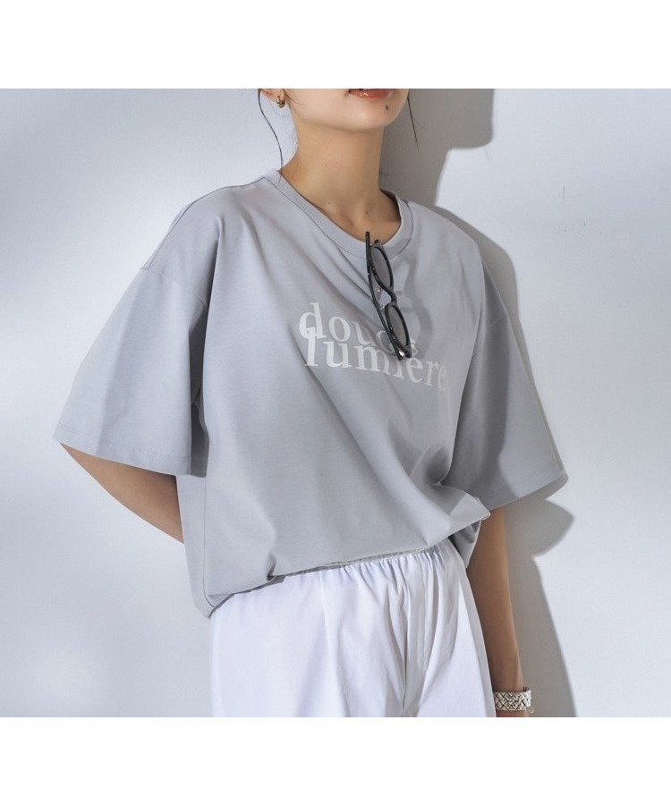 【アンタイトル/UNTITLED】のコットンロゴTシャツ インテリア・キッズ・メンズ・レディースファッション・服の通販 founy(ファウニー) 　ファッション　Fashion　レディースファッション　Fashion for Women　トップス・カットソー　Cut & Sew Tops　シャツ・ブラウス・オフィスカジュアル　Elegant Blouses & Button-Ups　ロングTシャツ・Tシャツ　Longline T-Shirts & Tees　クロップド　Cropped, Short Length　スマート　Smart, Elegant　エレガント 上品　Elegant　ラベンダー|ID: prp329100004978923 ipo3291000000037311250