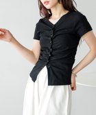 【ラジュール/Lajour】のタックギャザー Tシャツ 大人の最旬トレンドファッション＆コーディネート founy(ファウニー) ファッション Fashion レディースファッション Fashion for Women トップス・カットソー Cut & Sew Tops シャツ・ブラウス・オフィスカジュアル Elegant Blouses & Button-Ups ロングTシャツ・Tシャツ Longline T-Shirts & Tees 2026年 2026 2026春夏・S/S Spring/Summer 2026 SS26 ギャザー Gathered, Ruffled シンプル Simple, Minimal フィット Fit, Slim Fit フリル Frill, Ruffle フロント Front, Front Design thumbnail ブラック|ID: prp329100004978947 ipo3291000000037311351