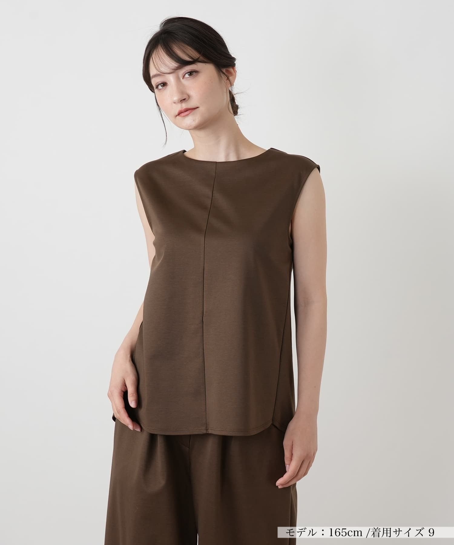 【レリアン/LEILIAN】のフレンチスリーブカットソー【BOURGE】 インテリア・キッズ・メンズ・レディースファッション・服の通販 founy(ファウニー) 　ファッション　Fashion　レディースファッション　Fashion for Women　トップス・カットソー　Cut & Sew Tops　カットソー・ベーシックTシャツ　Cut-and-Sewn Tops / Stretch Tees & Basics　ウォッシャブル　Machine Washable　スリーブ　Sleeve, Long Sleeve / Short Sleeve　セットアップ　Set-Up, Coordinated Outfit　フレンチ　French, French Style　フロント　Front, Front Design　ポケット　Pocket, Pocket Detail　ループ　Loop, Loop Knit　夏　Summer　ダークブラウン|ID: prp329100004978959 ipo3291000000037311395