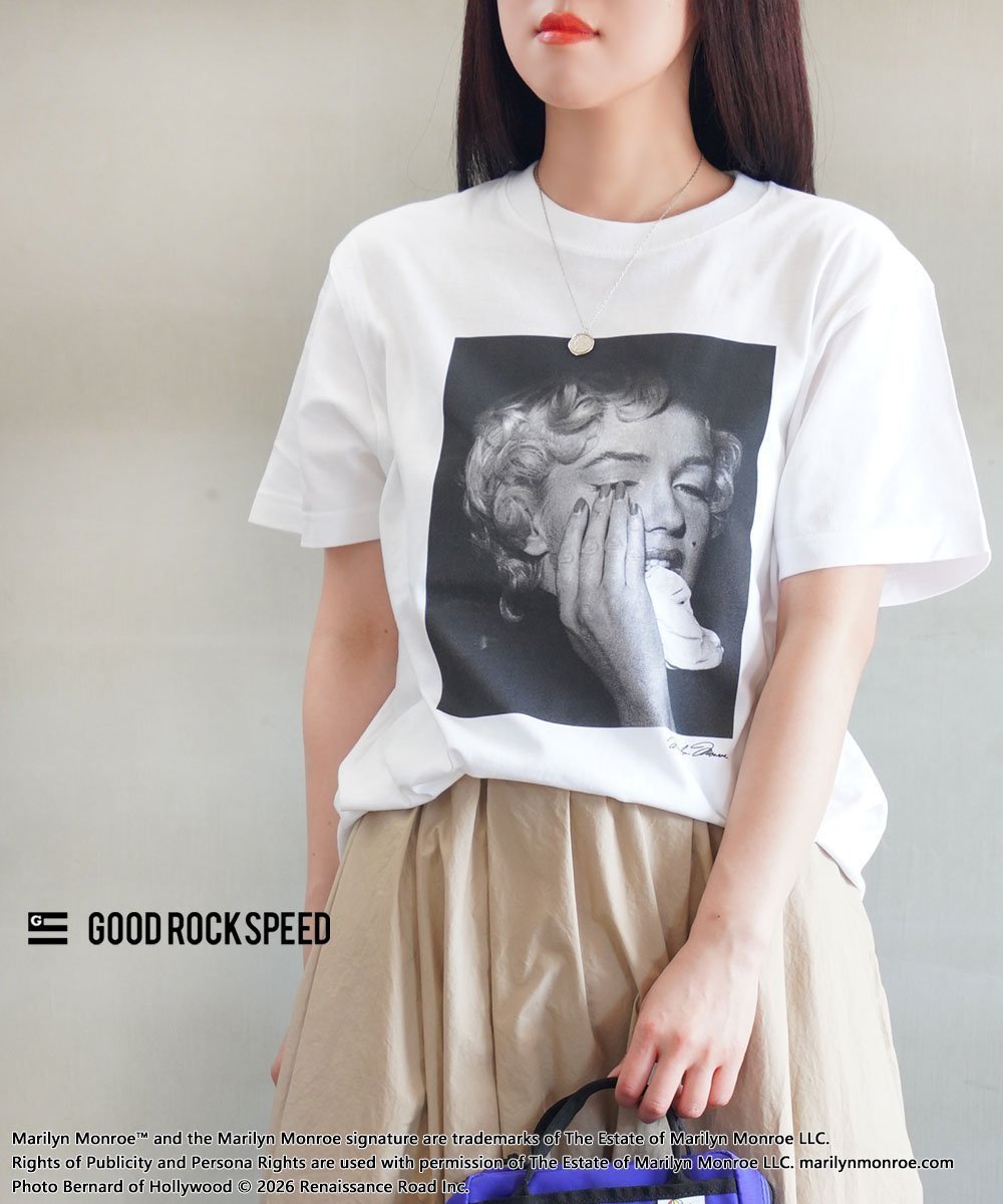 【ブルーコムブルー/BLEU COMME BLEU】のグッドロックスピード / Marilyn Monroe / PHOTO ART T-SHIRT インテリア・キッズ・メンズ・レディースファッション・服の通販 founy(ファウニー) 　ファッション　Fashion　レディースファッション　Fashion for Women　トップス・カットソー　Cut & Sew Tops　シャツ・ブラウス・オフィスカジュアル　Elegant Blouses & Button-Ups　ロングTシャツ・Tシャツ　Longline T-Shirts & Tees　インナー　Innerwear　コレクション　Collection, Seasonal Line　エレガント 上品　Elegant　WHT|ID: prp329100004978985 ipo3291000000037311474