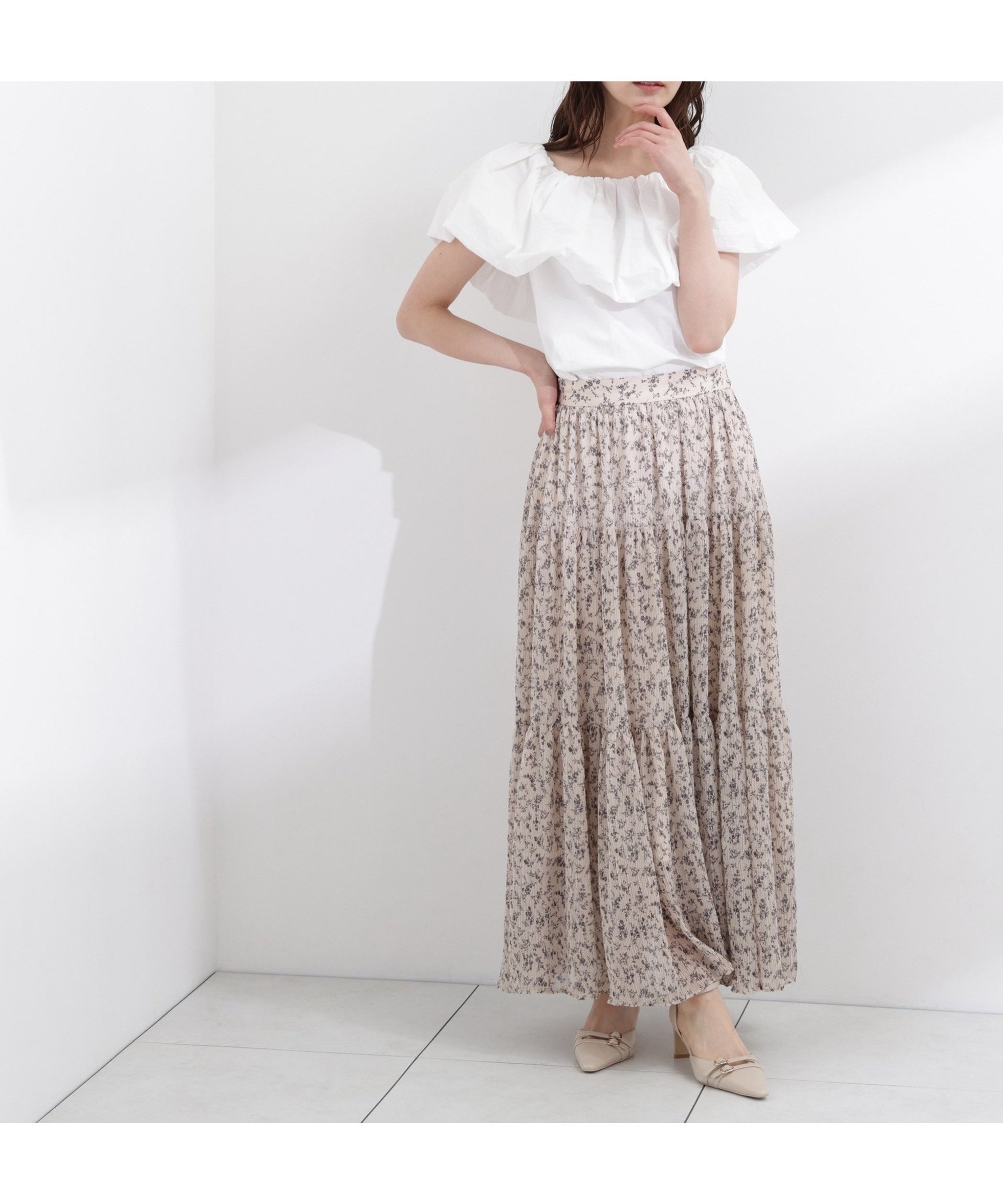 【プロポーション ボディドレッシング/PROPORTION BODY DRESSING】の小花プリーツロングスカート26SS インテリア・キッズ・メンズ・レディースファッション・服の通販 founy(ファウニー) 　ファッション　Fashion　レディースファッション　Fashion for Women　スカート　Skirts　ロングスカート　Long Skirts / Maxi & Midi Skirts　2026年　2026　2026春夏・S/S　Spring/Summer 2026 SS26　おすすめ　Recommended / Our Picks　シアー　Sheer, See-Through　シンプル　Simple, Minimal　プリーツ　Pleats, Pleated　ロング　Long, Long-Length　エクリュ1|ID: prp329100004979046 ipo3291000000037311803