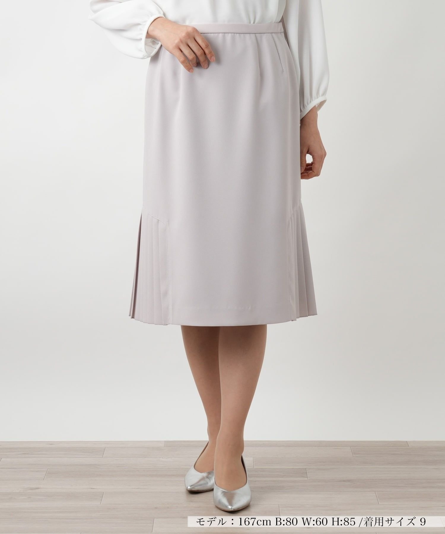 【レリアン/LEILIAN】のプリーツ切替ミディスカート インテリア・キッズ・メンズ・レディースファッション・服の通販 founy(ファウニー) 　ファッション　Fashion　レディースファッション　Fashion for Women　スカート　Skirts　ウォッシャブル　Machine Washable　エレガント 上品　Elegant　プリーツ　Pleats, Pleated　ポケット　Pocket, Pocket Detail　切替　Switching, Contrast Panel　夏　Summer　ライトグレー|ID: prp329100004979063 ipo3291000000037311864