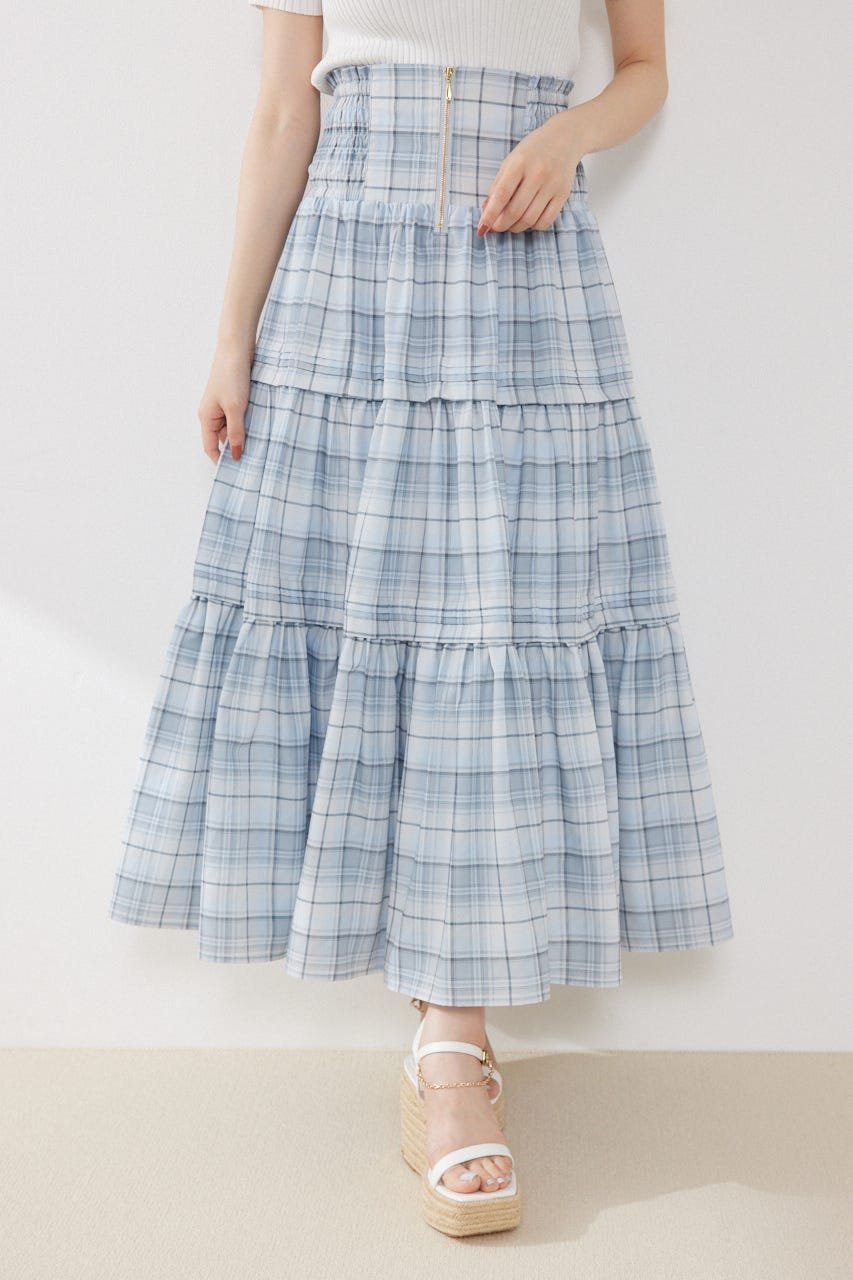 【リエンダ/rienda】のウエストシャーリングタックデザインフレアスカート インテリア・キッズ・メンズ・レディースファッション・服の通販 founy(ファウニー) 　ファッション　Fashion　レディースファッション　Fashion for Women　スカート　Skirts　Aライン・フレアスカート　A-Line & Flared Skirts　サンダル　Sandals, Summer Shoes　シャーリング　Shirring, Ruched　スニーカー　Sneakers, Trainers　センター　Center, Center Line　ダウン　Down, Puffer　ティアード　Tiered, Tiered Style　フレア　Flare, Flared　フロント　Front, Front Design　再入荷　Restock / Back in Stock　柄BLU5|ID: prp329100004979110 ipo3291000000037312012