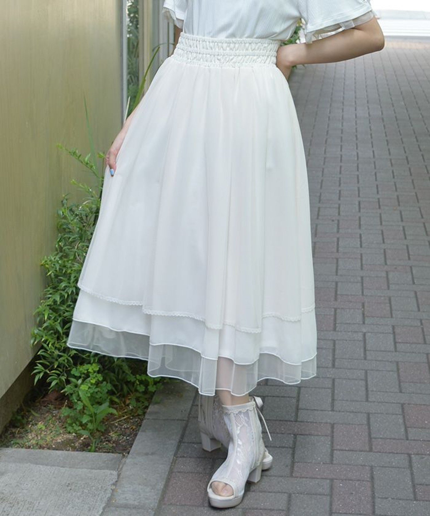 【アクシーズファム/axes femme】の前後2WAYフリルスカート インテリア・キッズ・メンズ・レディースファッション・服の通販 founy(ファウニー) 　ファッション　Fashion　レディースファッション　Fashion for Women　スカート　Skirts　おすすめ　Recommended / Our Picks　コンパクト　Compact, Small Size　ドレープ　Drape, Draping Fabric　フリル　Frill, Ruffle　エレガント 上品　Elegant　クリーム|ID: prp329100004979136 ipo3291000000037312091