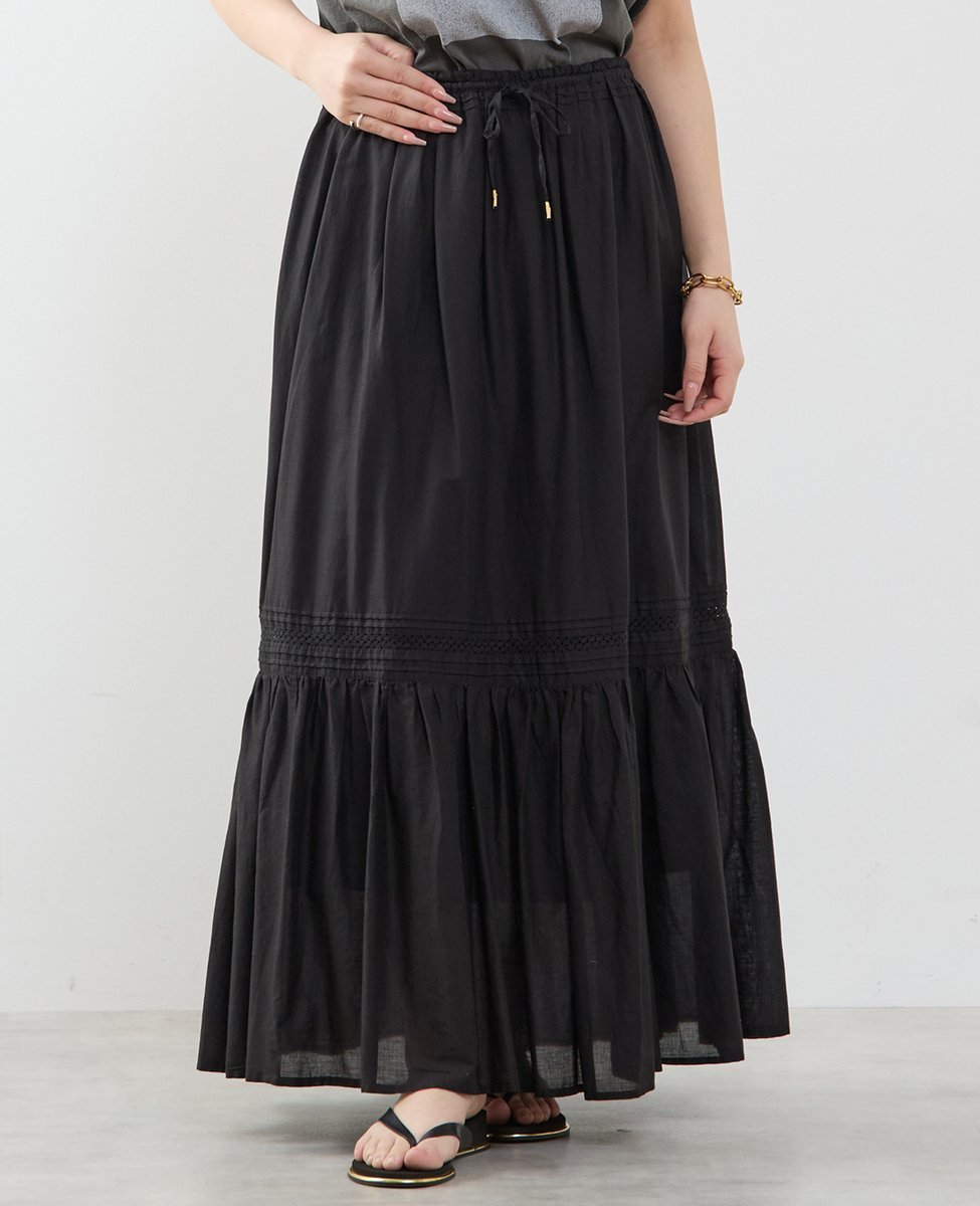 【ソフィット/Soffitto】のコットンボイル フレアティアードスカート インテリア・キッズ・メンズ・レディースファッション・服の通販 founy(ファウニー) 　ファッション　Fashion　レディースファッション　Fashion for Women　スカート　Skirts　ティアードスカート　Tiered Skirts　インド　Indian Textile　シャーリング　Shirring, Ruched　シンプル　Simple, Minimal　ティアードスカート　Tiered Skirt, Flounced Skirt　フィット　Fit, Slim Fit　リラックス　Relax, Relaxed Fit　エレガント 上品　Elegant　ブラック|ID: prp329100004979145 ipo3291000000037312119