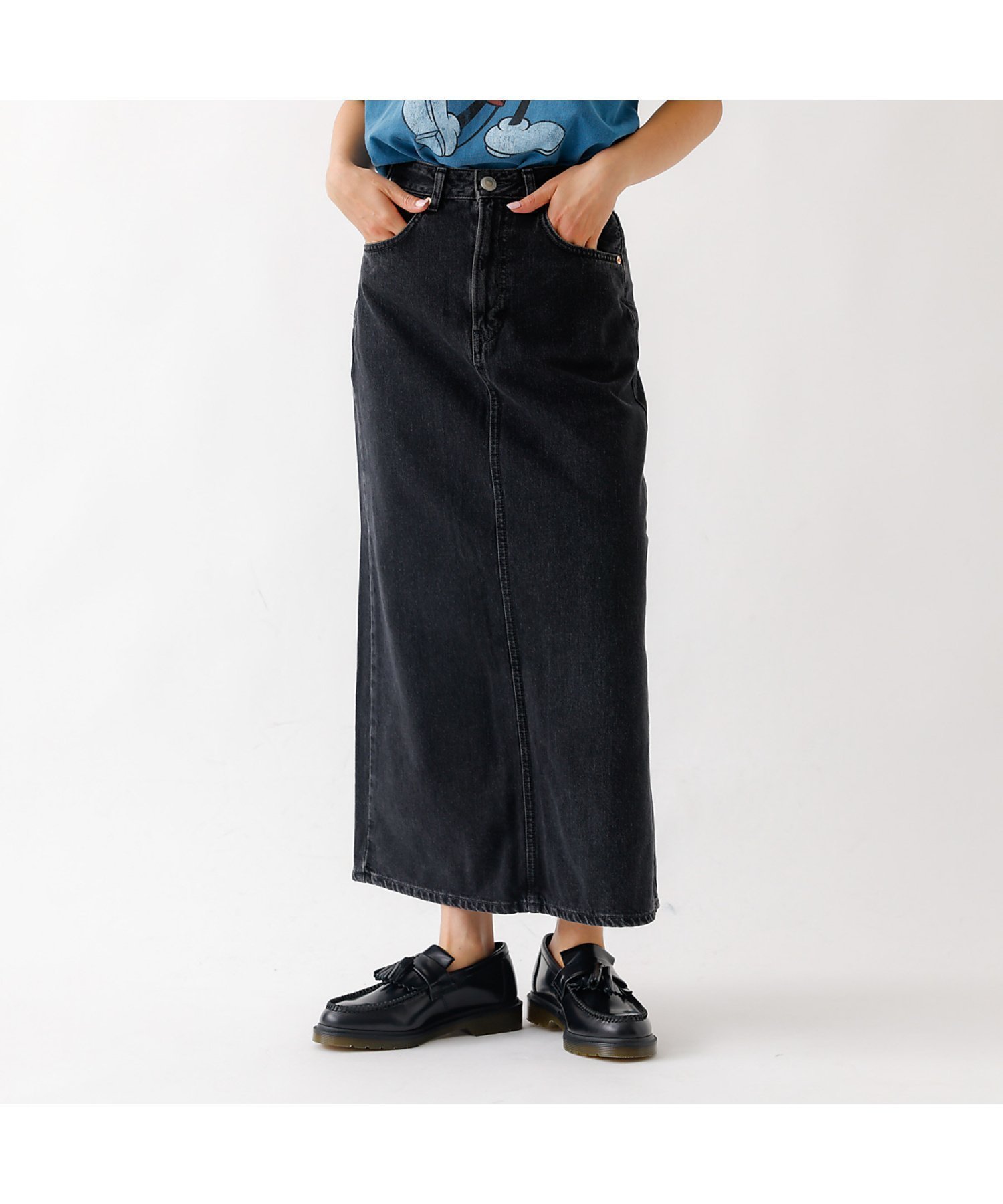 【ルージュヴィフラクレ/Rouge vif la cle】の【SOMETHING/サムシング】VINTAGE LG スカート/デニム/ロング インテリア・キッズ・メンズ・レディースファッション・服の通販 founy(ファウニー) 　ファッション　Fashion　レディースファッション　Fashion for Women　スカート　Skirts　インディゴ　Indigo Denim　ジーンズ　Jeans, Denim Pants　ストレッチ　Stretch, Stretchy Fabric　デニム　Denim, Jeans Material　パターン　Pattern, Design Print　ミックス　Mix, Mixed Style　ロング　Long, Long-Length　エレガント 上品　Elegant　ブラック|ID: prp329100004979154 ipo3291000000037312146