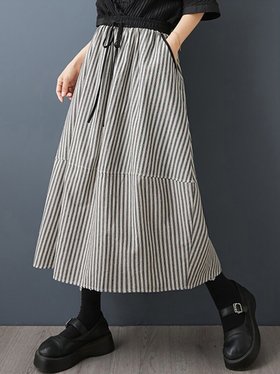 【ドゥーベル/Doux Belle】のストライプロングスカート レディース ボトムス 大人の最旬トレンドファッション＆コーディネート founy(ファウニー) ファッション Fashion レディースファッション Fashion for Women スカート Skirts ロングスカート Long Skirts / Maxi & Midi Skirts ストライプ Stripe, Striped Pattern ポケット Pocket, Pocket Detail ロング Long, Long-Length 夏 Summer 春 Spring |ID:prp329100004979167