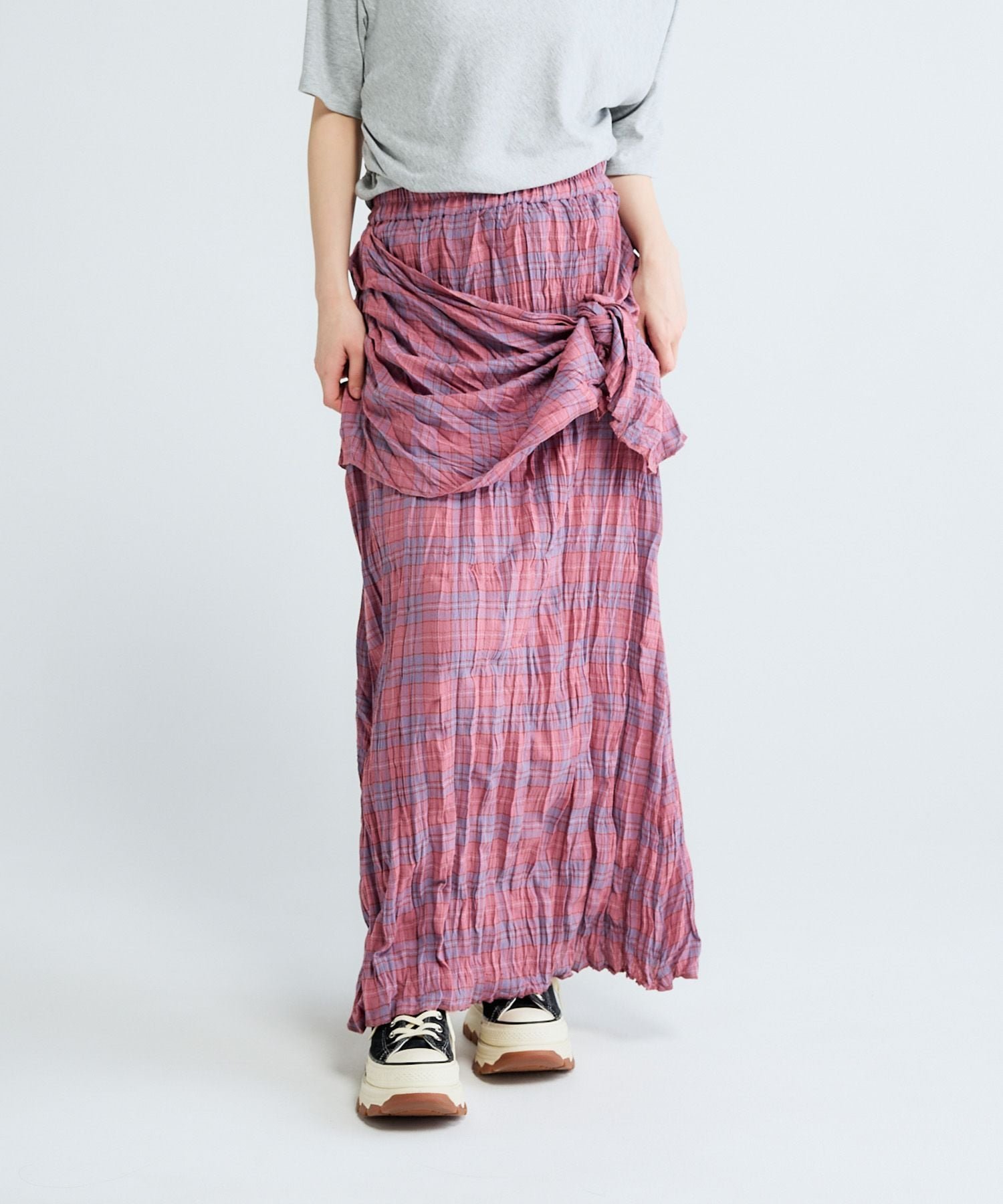 【ジーナシス/JEANASiS】のワッシャーチェックナロースカート インテリア・キッズ・メンズ・レディースファッション・服の通販 founy(ファウニー) 　ファッション　Fashion　レディースファッション　Fashion for Women　スカート　Skirts　おすすめ　Recommended / Our Picks　シンプル　Simple, Minimal　スリット　Slit, Slit Detail　チェック　Check, Plaid, Tartan　トレンド　Trend, Trending Now　ルーズ　Loose, Oversized　ワッシャー　Washer, Crinkled Finish　ピンク系その他|ID: prp329100004979180 ipo3291000000037312241