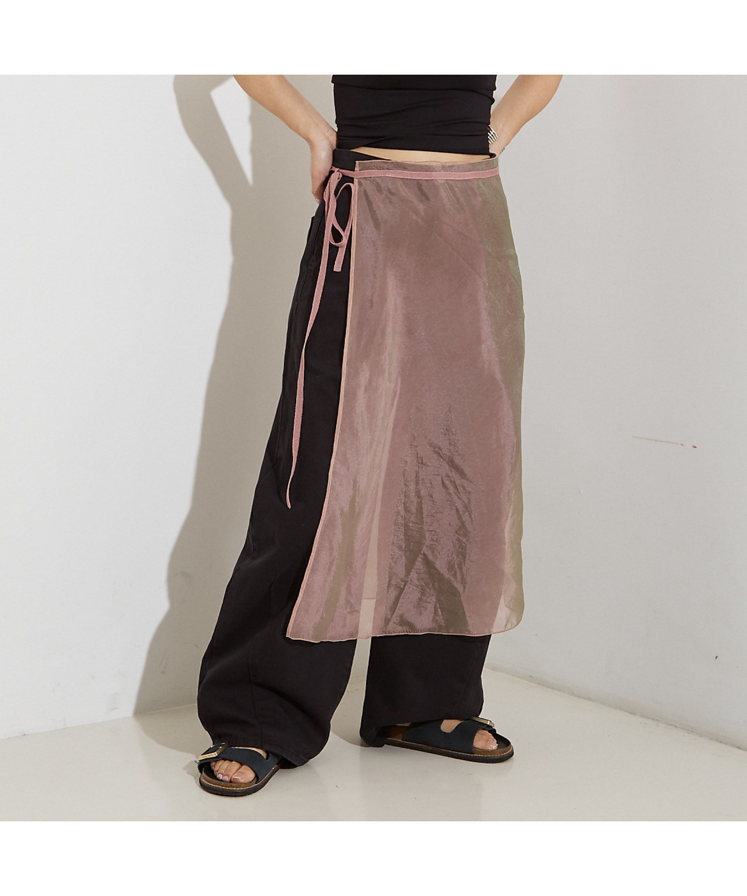 【ノミネ/NOMINE】のシアー ラップ スカート インテリア・キッズ・メンズ・レディースファッション・服の通販 founy(ファウニー) 　ファッション　Fashion　レディースファッション　Fashion for Women　スカート　Skirts　おすすめ　Recommended / Our Picks　アクセサリー　Fashion Accessories　シアー　Sheer, See-Through　シンプル　Simple, Minimal　デニム　Denim, Jeans Material　ボトム　Bottoms, Lower Wear　ラップ　Wrap, Wrap Design　ピンク|ID: prp329100004979211 ipo3291000000037312360