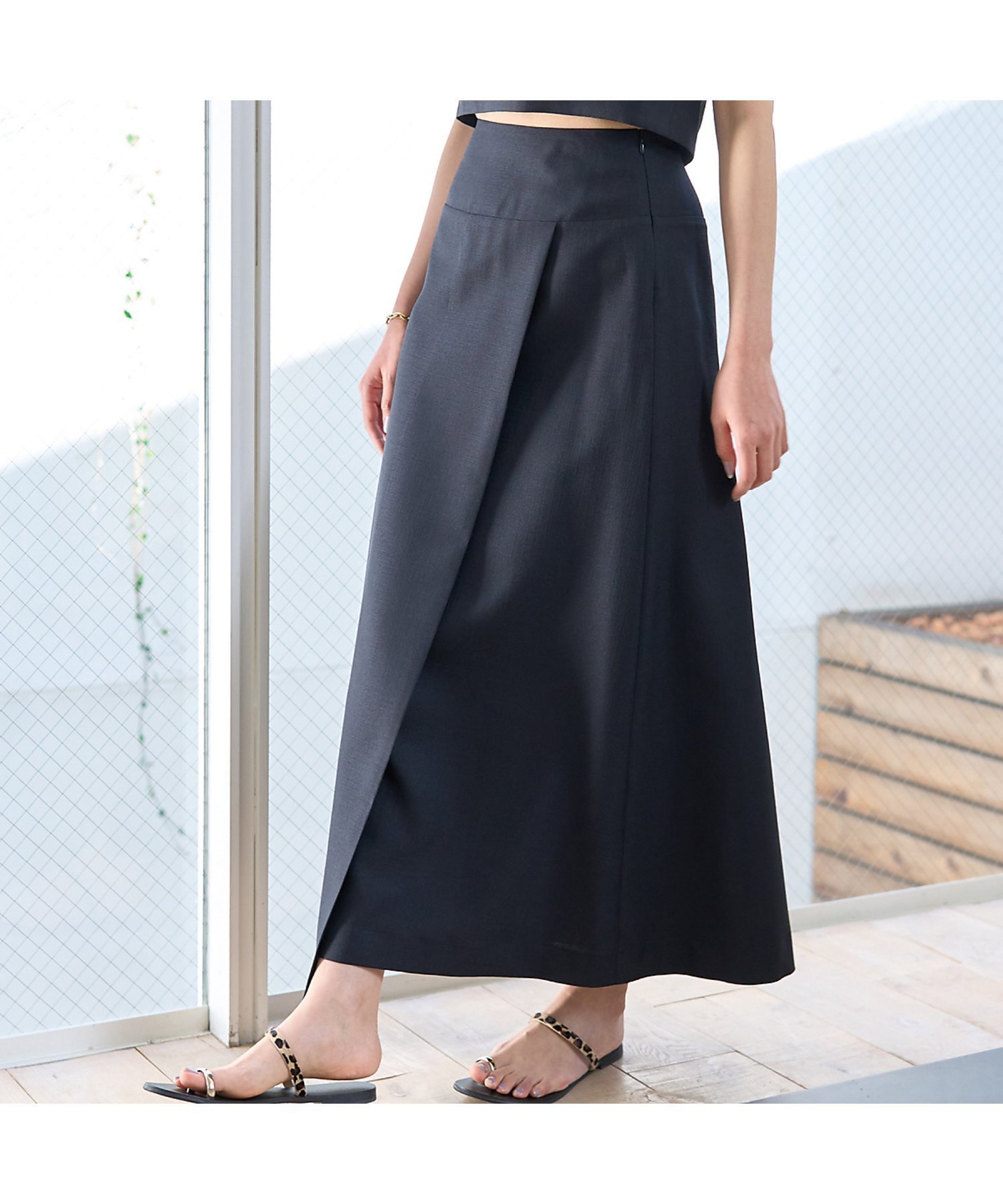 【ルージュヴィフラクレ/Rouge vif la cle】の【セットアップ対応】巻風ロングスカート インテリア・キッズ・メンズ・レディースファッション・服の通販 founy(ファウニー) 　ファッション　Fashion　レディースファッション　Fashion for Women　セットアップ　Matching Sets　スカート・ミニ/ミディ/マキシ　Skirts / Mini, Midi & Maxi Skirts　スカート　Skirts　ロングスカート　Long Skirts / Maxi & Midi Skirts　ジャケット　Jacket, Outerwear　セットアップ　Set-Up, Coordinated Outfit　ビスチェ　Bustier, Corset Top　ロング　Long, Long-Length　エレガント 上品　Elegant　夏　Summer　春　Spring　S/S・春夏　SS, Spring/Summer, Warm Season　ブラック|ID: prp329100004979239 ipo3291000000037312457