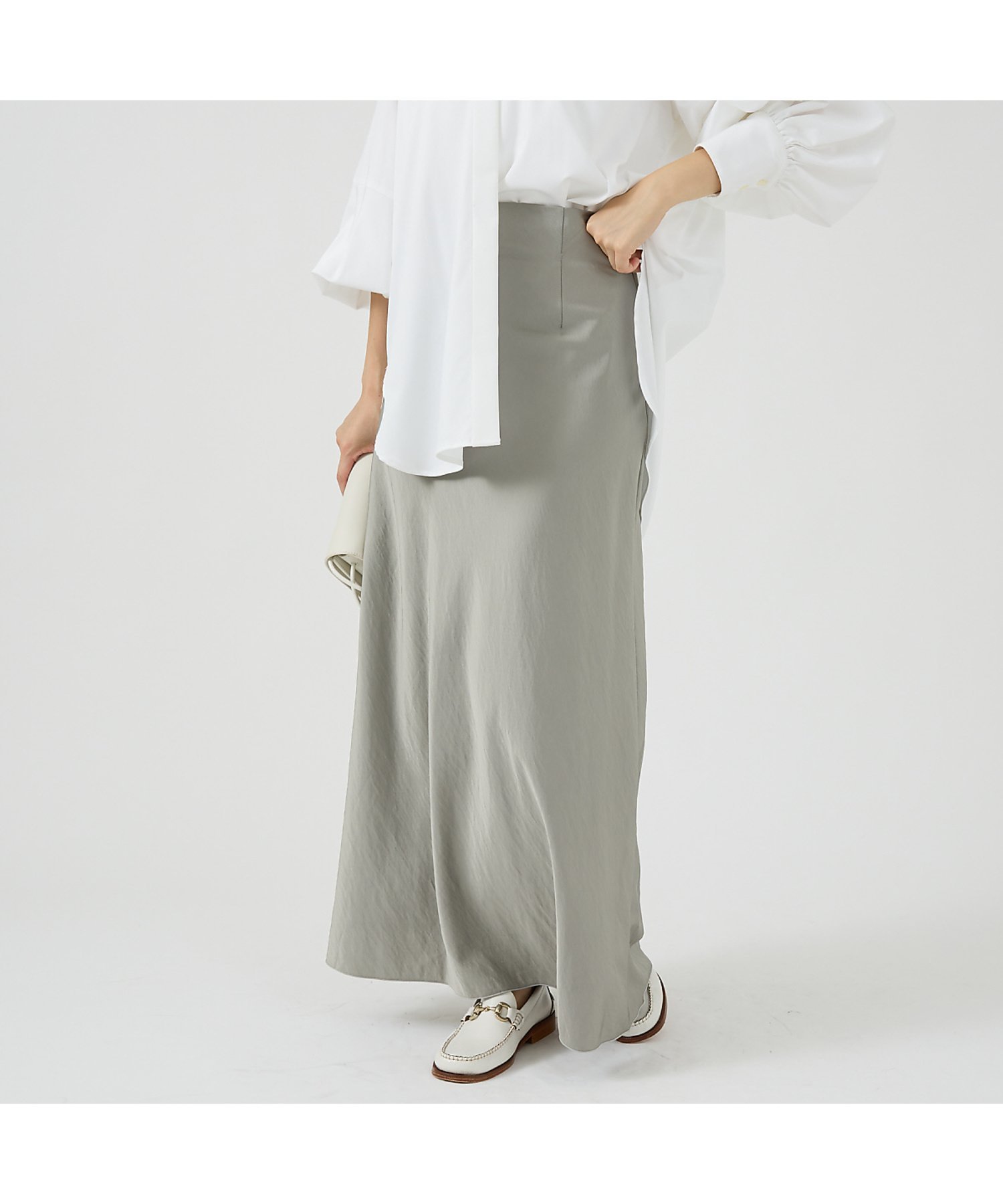 【ルージュヴィフラクレ/Rouge vif la cle】のサテンマーメイドスカート インテリア・キッズ・メンズ・レディースファッション・服の通販 founy(ファウニー) 　ファッション　Fashion　レディースファッション　Fashion for Women　スカート　Skirts　サテン　Satin, Glossy Fabric　フィット　Fit, Slim Fit　マーメイド　Mermaid, Fishtail Silhouette　ロング　Long, Long-Length　エレガント 上品　Elegant　グレー|ID: prp329100004979252 ipo3291000000037312500