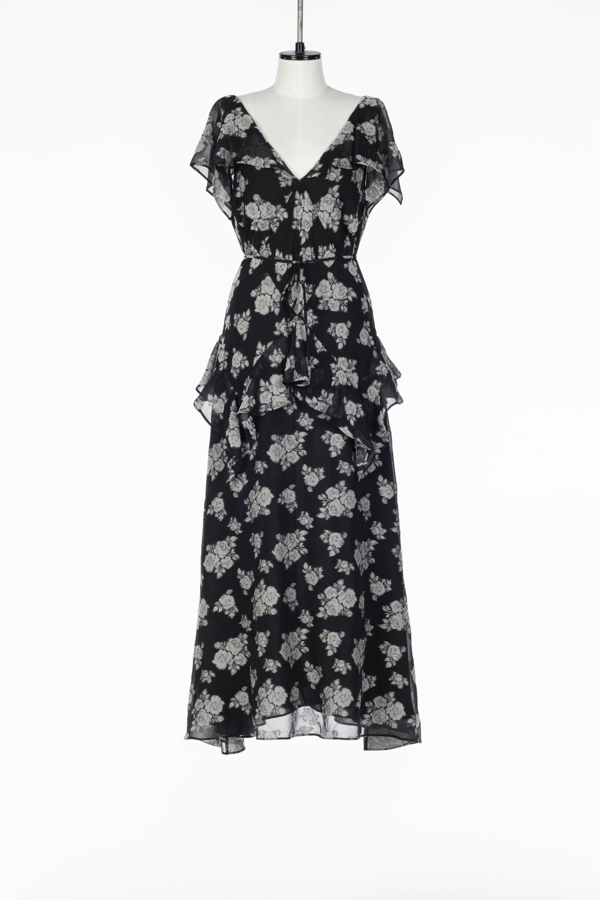 【フェティコ/FETICO】のSHEER FLORAL JACQUARD DRESS インテリア・キッズ・メンズ・レディースファッション・服の通販 founy(ファウニー) 　ファッション　Fashion　レディースファッション　Fashion for Women　ワンピース　Dresses　フォーマル・パーティードレス・結婚式用ドレス　Elegant & Casual Dresses　エレガント 上品　Elegant　フレア　Flare, Flared　リボン　Ribbon, Bow　BLACK×WHITE|ID: prp329100004979263 ipo3291000000037312552