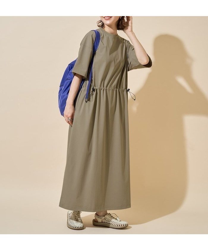 【フリークスストア/FREAK'S STORE】の限定展開 UVカット・吸水速乾・接触冷感・抗菌・ストレッチ 別注 ドロー コード 半袖 ワンピース インテリア・キッズ・メンズ・レディースファッション・服の通販 founy(ファウニー) 　ファッション　Fashion　レディースファッション　Fashion for Women　ワンピース　Dresses　吸水　Absorbent, Quick-Dry　抗菌　Antibacterial, Bacteria-Resistant　ストレッチ　Stretch, Stretchy Fabric　スペシャル　Special, Limited Edition　バランス　Balance, Style Balance　ボックス　Boxy, Box Shape　ポケット　Pocket, Pocket Detail　別注　Limited Edition, Custom Order　半袖　Short Sleeve, Half Sleeve　リラックス　Relax, Relaxed Fit　S/S・春夏　SS, Spring/Summer, Warm Season　夏　Summer　2026年　2026　2026春夏・S/S　Spring/Summer 2026 SS26　ベージュ|ID: prp329100004979296 ipo3291000000037312713