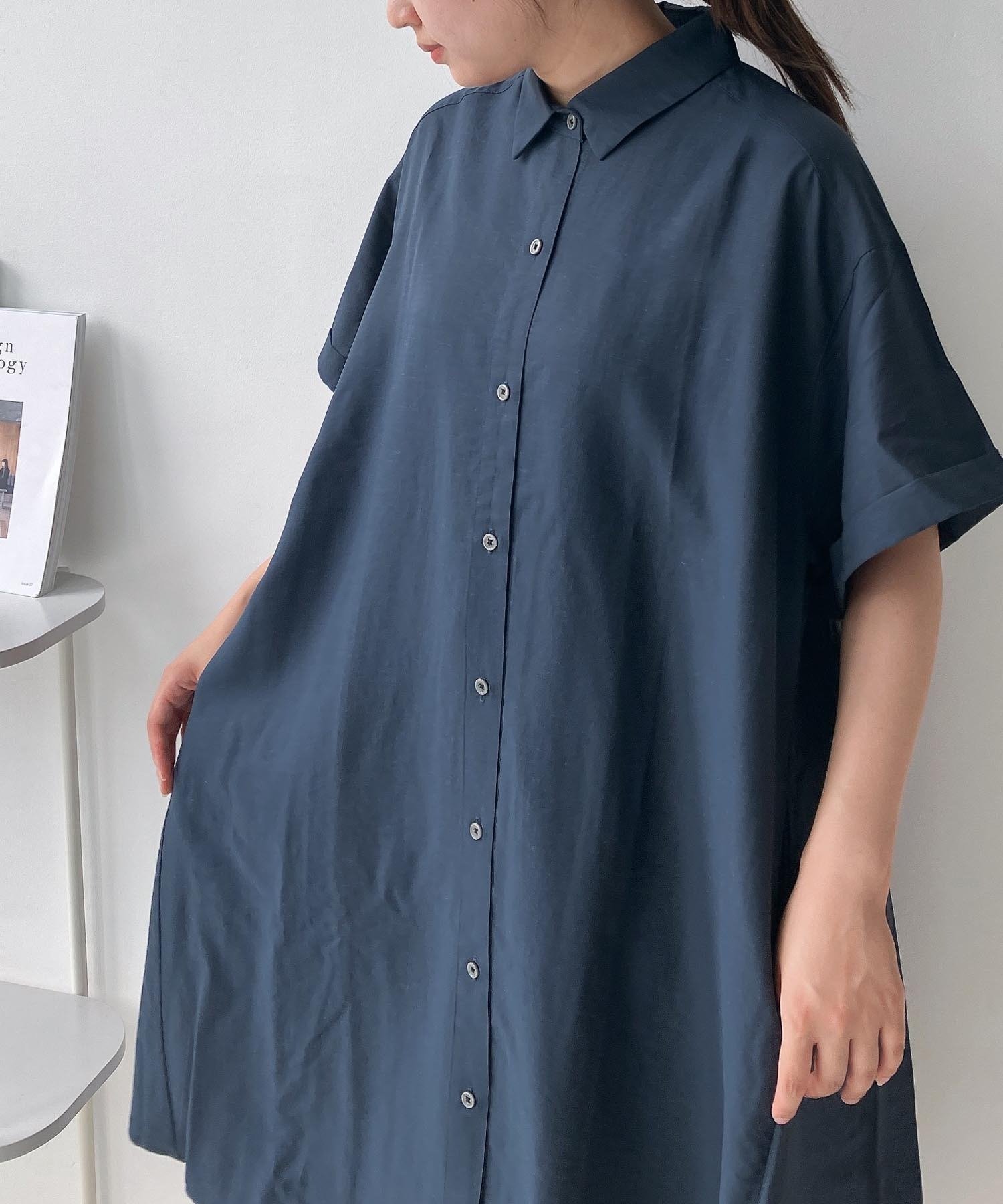 【アズノウアズ プラス/AS KNOW AS plus】の○『体型カバー』『ゆったりサイズ』異素材MIX半袖シャツワンピース インテリア・キッズ・メンズ・レディースファッション・服の通販 founy(ファウニー) 　ファッション　Fashion　レディースファッション　Fashion for Women　ワンピース　Dresses　シャツワンピース / 1枚で着映えコーデ　Shirt Dresses　シンプル　Simple, Minimal　人気　Popular, Best Seller　フレア　Flare, Flared　半袖　Short Sleeve, Half Sleeve　再入荷　Restock / Back in Stock　アサコンNV|ID: prp329100004979306 ipo3291000000037312766