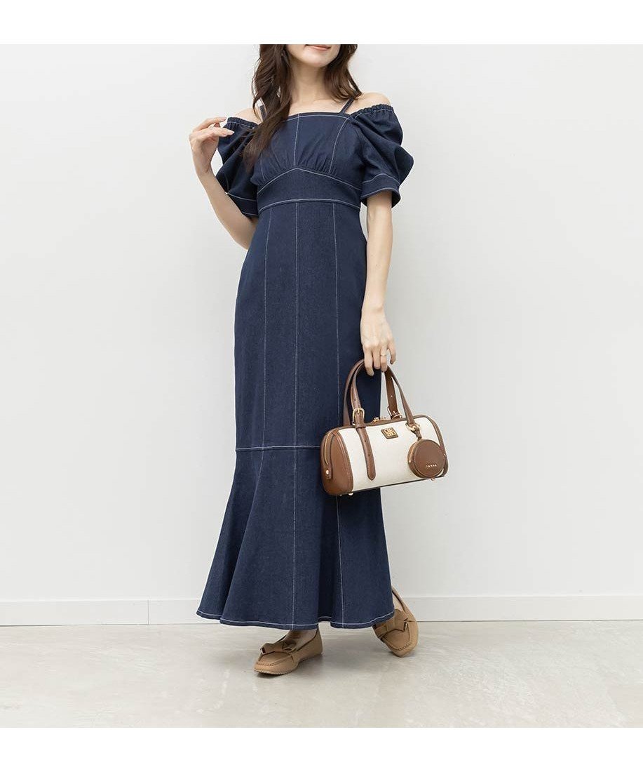 【ランダ/RANDA】のストレッチデニムマーメイドワンピース インテリア・キッズ・メンズ・レディースファッション・服の通販 founy(ファウニー) 　ファッション　Fashion　レディースファッション　Fashion for Women　ワンピース　Dresses　おすすめ　Recommended / Our Picks　スニーカー　Sneakers, Trainers　デニム　Denim, Jeans Material　フェミニン　Feminine, Girly　マーメイド　Mermaid, Fishtail Silhouette　切替　Switching, Contrast Panel　INDIGO|ID: prp329100004979311 ipo3291000000037312787