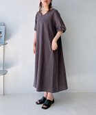 【アズノウアズ プラス/AS KNOW AS plus】の◎『体型カバー』『ゆったりサイズ』バックリボン ボリューム5分袖ワンピ-ス 大人の最旬トレンドファッション＆コーディネート founy(ファウニー) ファッション Fashion レディースファッション Fashion for Women ワンピース Dresses シンプル Simple, Minimal 無地 Plain, Solid Color リネン Linen, Linen Fabric リボン Ribbon, Bow 再入荷 Restock / Back in Stock 夏 Summer エレガント 上品 Elegant thumbnail チャコール|ID: prp329100004979339 ipo3291000000037312891