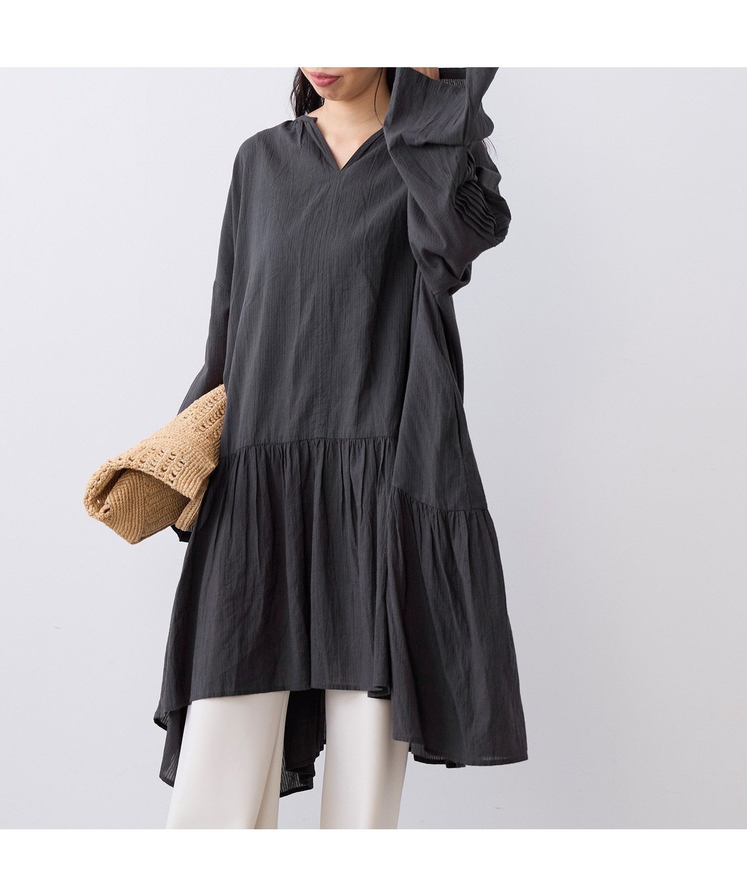 【マイカ ディール/MICA & DEAL】の【normment】ストライプフレアチュニック-STRIPE JQD FLARE TUNIC 大人の最旬トレンドファッション＆コーディネート founy(ファウニー) 　ファッション　Fashion　レディースファッション　Fashion for Women　トップス・カットソー　Cut & Sew Tops　キャップ　Cap, Baseball Cap　ギャザー　Gathered, Ruffled　サンダル　Sandals, Summer Shoes　シンプル　Simple, Minimal　スタンダード　Standard, Basic　チュニック　Tunic, Long Top　バランス　Balance, Style Balance　ヘムライン　Hemline, Bottom Cut　ポケット　Pocket, Pocket Detail　ミックス　Mix, Mixed Style　リラックス　Relax, Relaxed Fit　ロング　Long, Long-Length　おすすめ　Recommended / Our Picks　 other-1|ID: prp329100004979343 ipo3291000000037312903