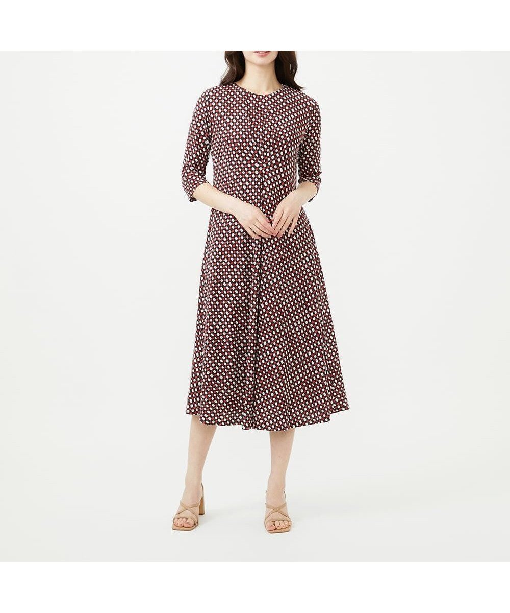 【シビラ/SYBILLA】のチェックプリントジャージードレス インテリア・キッズ・メンズ・レディースファッション・服の通販 founy(ファウニー) 　ファッション　Fashion　レディースファッション　Fashion for Women　ワンピース　Dresses　フォーマル・パーティードレス・結婚式用ドレス　Elegant & Casual Dresses　アンダー　Underwear Essentials　エレガント 上品　Elegant　ドレス　Dress, One-Piece　ハンド　Hand, Handmade　フレア　Flare, Flared　プリント　Print, Printed Pattern　冬　Winter / This Winter　夏　Summer　春　Spring　秋　Autumn　ブラック系|ID: prp329100004979346 ipo3291000000037312914