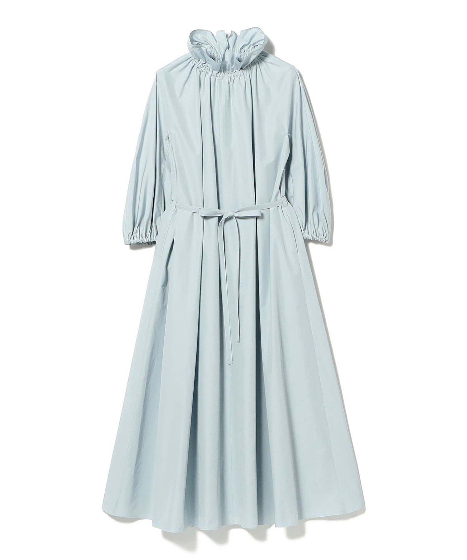 【デミルクス ビームス/Demi-Luxe BEAMS】のフレア サック ワンピース インテリア・キッズ・メンズ・レディースファッション・服の通販 founy(ファウニー) 　ファッション　Fashion　レディースファッション　Fashion for Women　ワンピース　Dresses　なめらか　Smooth, Silky Texture　ストレート　Straight, Straight Cut　タフタ　Taffeta, Structured Fabric　バランス　Balance, Style Balance　パウダー　Powder, Soft Tone　フィット　Fit, Slim Fit　フリル　Frill, Ruffle　フレア　Flare, Flared　エレガント 上品　Elegant　SAX|ID: prp329100004979348 ipo3291000000037312921