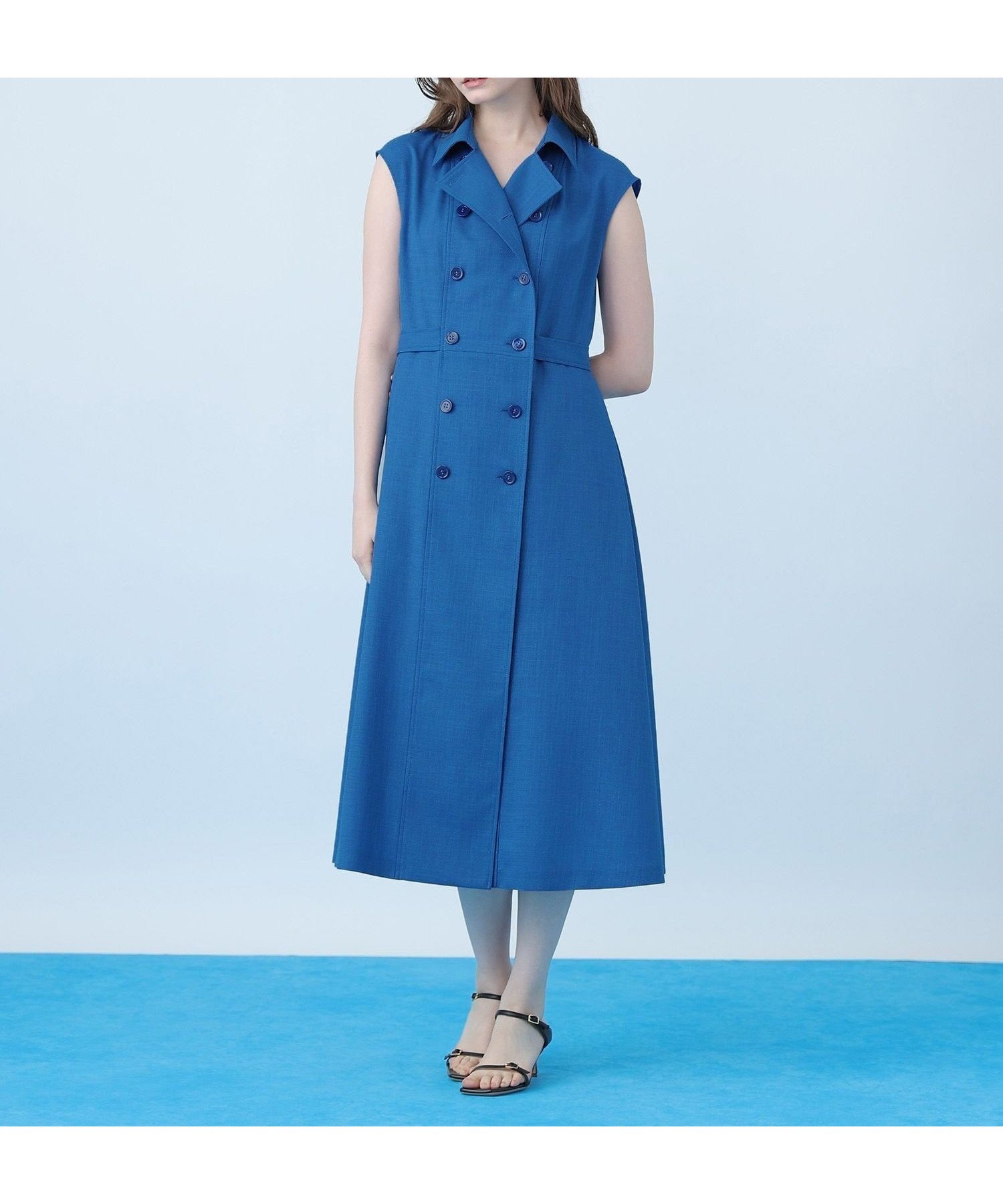 【アナイ/ANAYI】のドライスラブステンカラージレ ワンピース セットアップ対応商品 インテリア・キッズ・メンズ・レディースファッション・服の通販 founy(ファウニー) 　ファッション　Fashion　レディースファッション　Fashion for Women　アウター　Coat / Outerwear Collection　コレクション　Collection, Seasonal Line　サマー　Summer, Summer Style　スマート　Smart, Elegant　セットアップ　Set-Up, Coordinated Outfit　ダブル　Double, Double-Breasted　ハーフ　Half, Half-Length　ペチコート　Petticoat, Underskirt　S/S・春夏　SS, Spring/Summer, Warm Season　再入荷　Restock / Back in Stock　おすすめ　Recommended / Our Picks　夏　Summer　エレガント 上品　Elegant　ビジネス 仕事 通勤　Business / Work / Commuting　blue|ID: prp329100004979355 ipo3291000000037312946