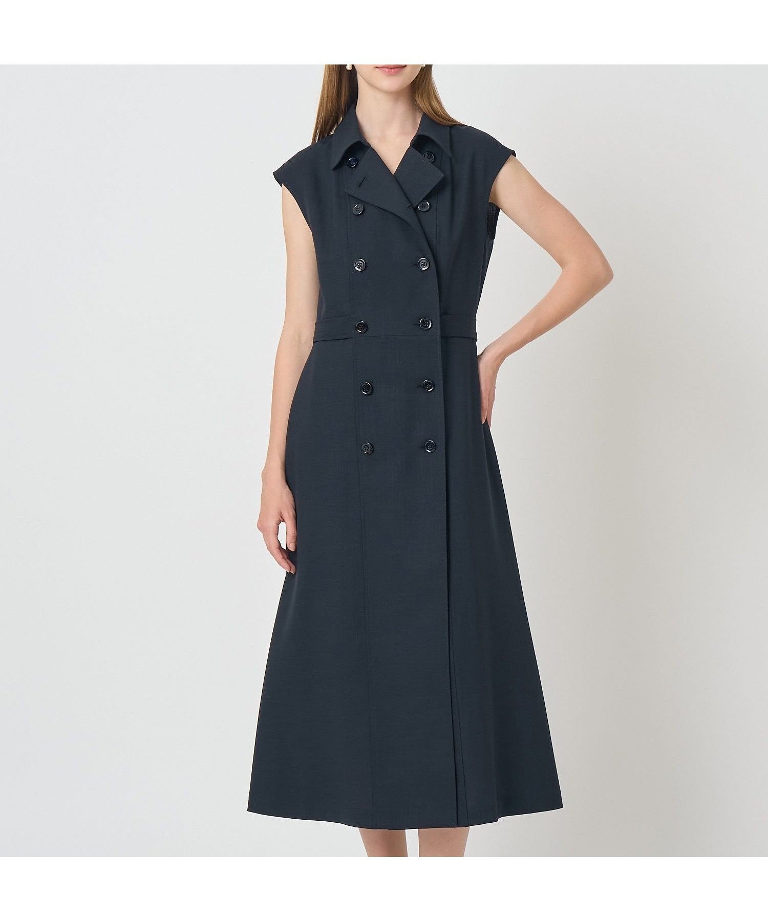 【アナイ/ANAYI】のドライスラブステンカラージレ ワンピース セットアップ対応商品 インテリア・キッズ・メンズ・レディースファッション・服の通販 founy(ファウニー) 　ファッション　Fashion　レディースファッション　Fashion for Women　アウター　Coat / Outerwear Collection　コレクション　Collection, Seasonal Line　サマー　Summer, Summer Style　スマート　Smart, Elegant　セットアップ　Set-Up, Coordinated Outfit　ダブル　Double, Double-Breasted　ハーフ　Half, Half-Length　ペチコート　Petticoat, Underskirt　S/S・春夏　SS, Spring/Summer, Warm Season　再入荷　Restock / Back in Stock　おすすめ　Recommended / Our Picks　夏　Summer　エレガント 上品　Elegant　ビジネス 仕事 通勤　Business / Work / Commuting　navy|ID: prp329100004979355 ipo3291000000037312948