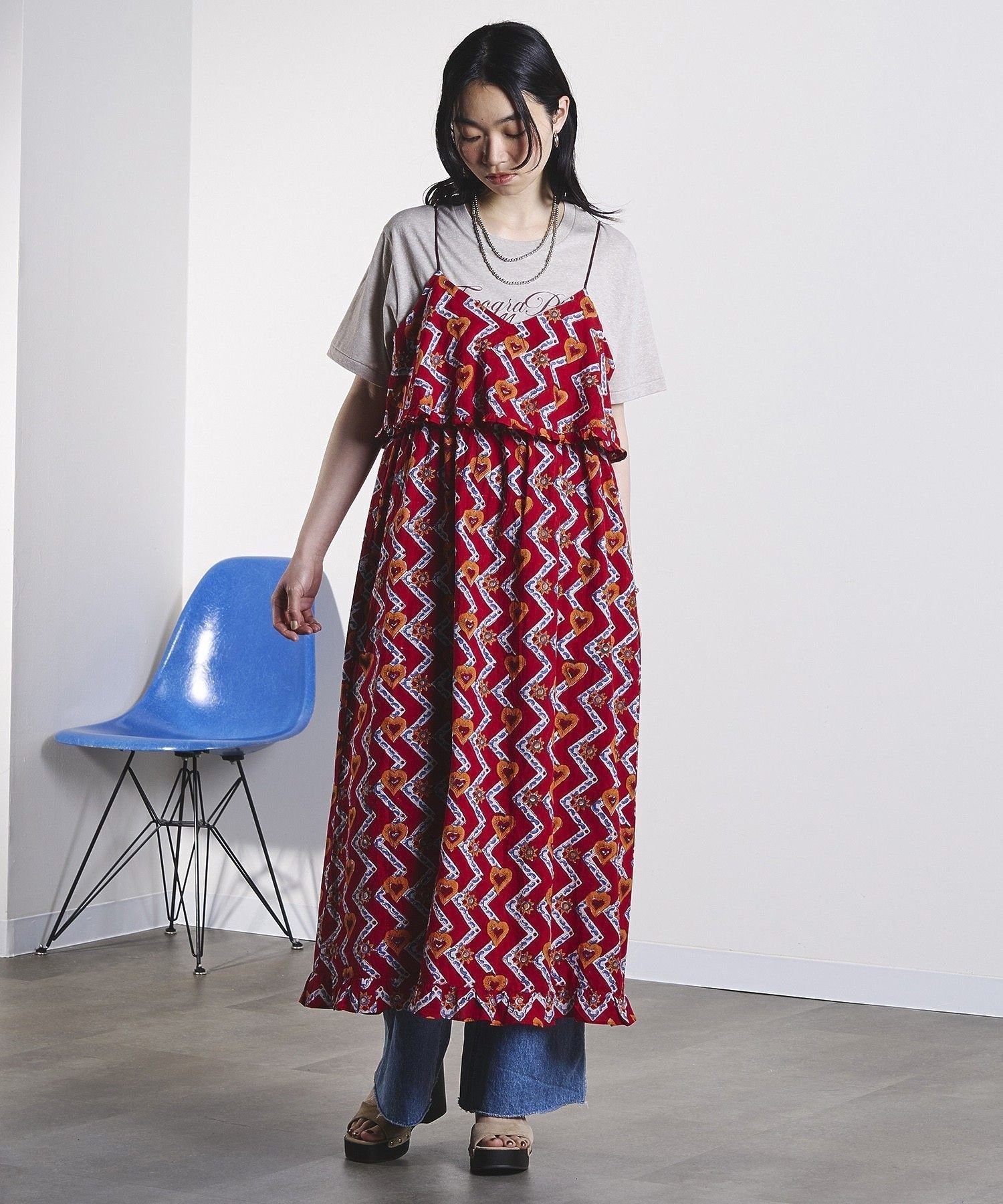 【ローズバッド/ROSE BUD】のHEART PRINT DRESS インテリア・キッズ・メンズ・レディースファッション・服の通販 founy(ファウニー) 　ファッション　Fashion　レディースファッション　Fashion for Women　ワンピース　Dresses　フォーマル・パーティードレス・結婚式用ドレス　Elegant & Casual Dresses　アクセサリー　Fashion Accessories　インド　Indian Textile　キャミワンピース　Cami Dress, Slip Dress　タンク　Tank Top, Sleeveless Top　時計　Watch, Wristwatch　ネップ　Nepp, Slub Yarn　ハンド　Hand, Handmade　フリル　Frill, Ruffle　ブロック　Block, Solid Block Pattern　プリント　Print, Printed Pattern　ベーシック　Basic, Essential　無地　Plain, Solid Color　リボン　Ribbon, Bow　RED|ID: prp329100004979365 ipo3291000000037312978