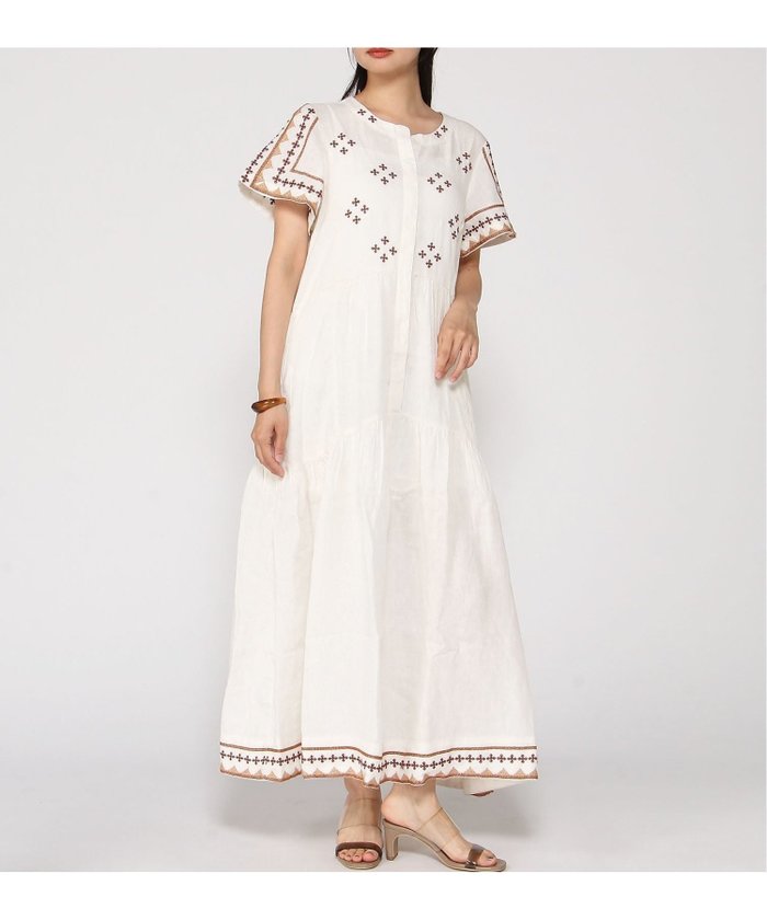 【バナナ リパブリック/BANANA REPUBLIC】のFLUTTER SLEEVE EMBROIDERED MAXI インテリア・キッズ・メンズ・レディースファッション・服の通販 founy(ファウニー) https://founy.com/ ファッション Fashion レディースファッション Fashion for Women トップス・カットソー Cut & Sew Tops エンブロイダリー Embroidery Design ドレス Dress, One-Piece フォルム Silhouette, Form ポケット Pocket, Pocket Detail |ID: prp329100004979381 ipo3291000000037313024