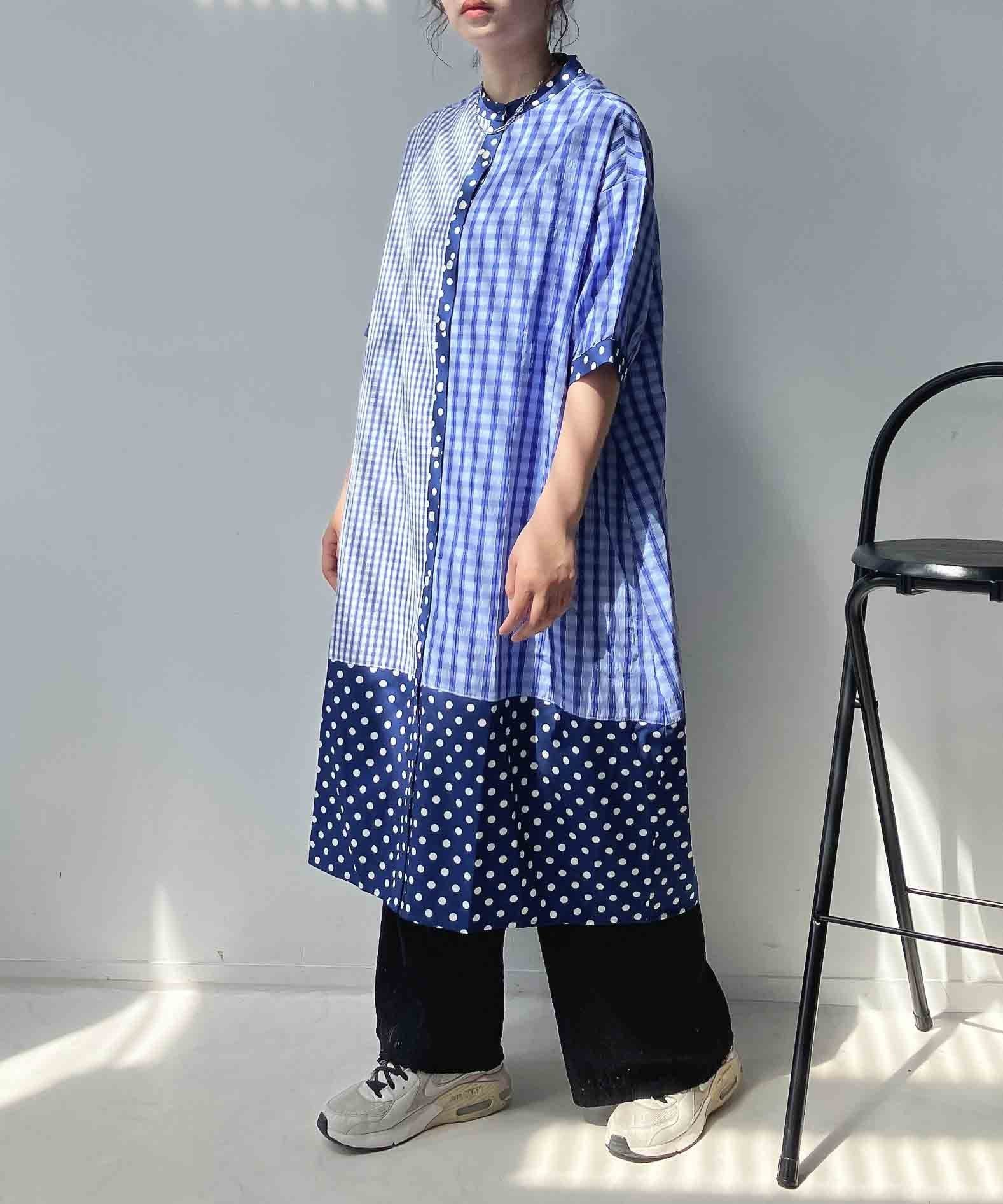 【アズノウアズ プラス/AS KNOW AS plus】の♪『体型カバー』『ゆったりサイズ』配色 コクーンシルエットワンピース インテリア・キッズ・メンズ・レディースファッション・服の通販 founy(ファウニー) 　ファッション　Fashion　レディースファッション　Fashion for Women　ワンピース　Dresses　シンプル　Simple, Minimal　デニム　Denim, Jeans Material　再入荷　Restock / Back in Stock　サックスCMIX|ID: prp329100004979385 ipo3291000000037313045