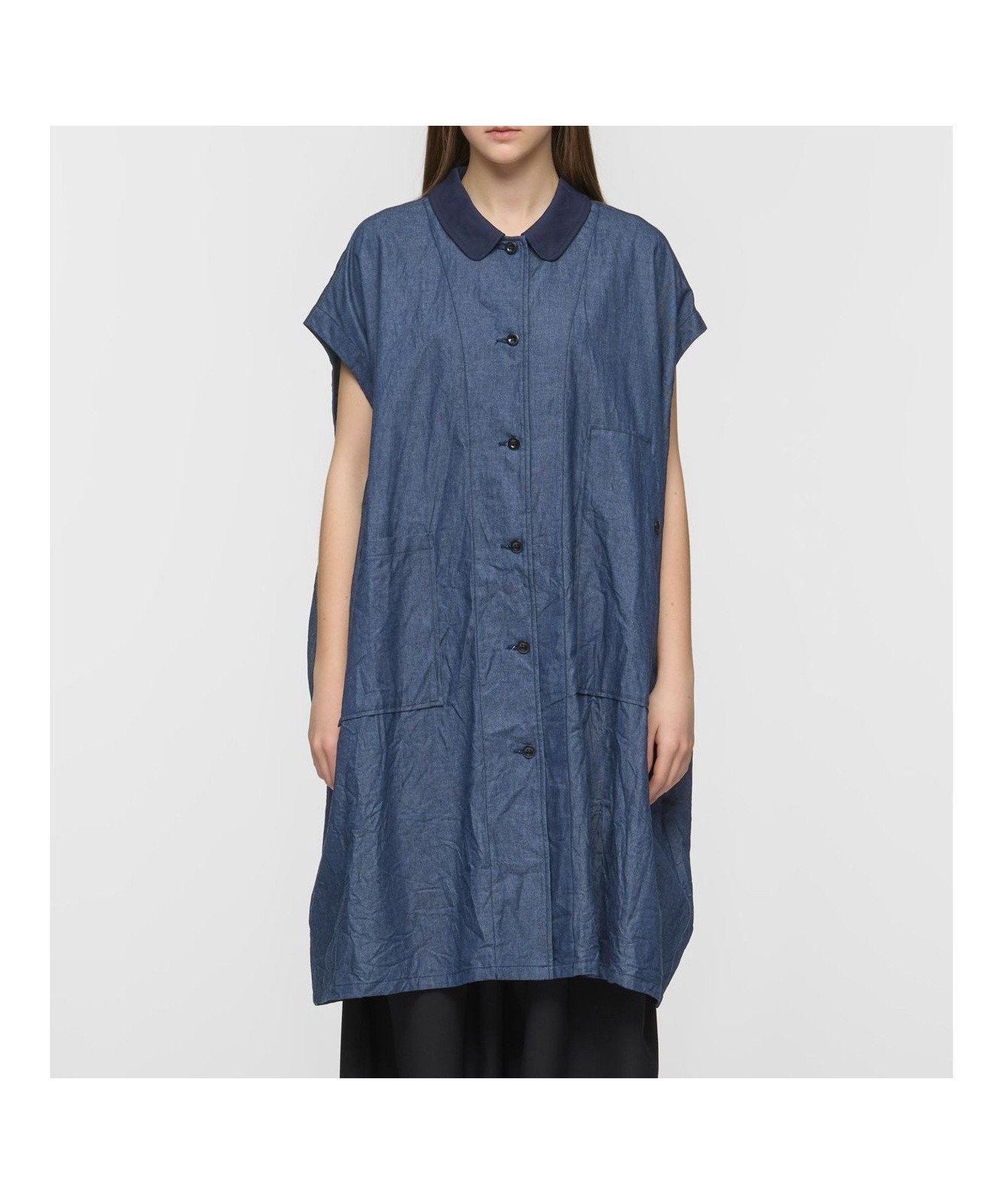 【マーコート/MARcourt】のmizuiro ind ワイドデニムシャツワンピース インテリア・キッズ・メンズ・レディースファッション・服の通販 founy(ファウニー) 　ファッション　Fashion　レディースファッション　Fashion for Women　ワンピース　Dresses　シャツワンピース / 1枚で着映えコーデ　Shirt Dresses　インディゴ　Indigo Denim　オックス　Oxford Fabric　スリーブ　Sleeve, Long Sleeve / Short Sleeve　デニム　Denim, Jeans Material　フレンチ　French, French Style　フロント　Front, Front Design　ボトム　Bottoms, Lower Wear　ポケット　Pocket, Pocket Detail　レギュラー　Regular, Standard Fit　定番　Standard, Basic Item　ブルー|ID: prp329100004979394 ipo3291000000037313075