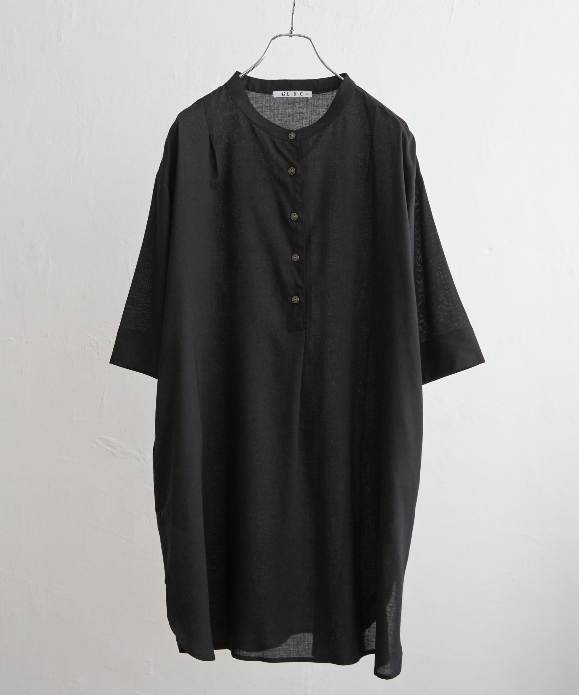 【エルビーシー/LBC】のリネンレーヨンボタンサックワンピ インテリア・キッズ・メンズ・レディースファッション・服の通販 founy(ファウニー) 　ファッション　Fashion　レディースファッション　Fashion for Women　ワンピース　Dresses　おすすめ　Recommended / Our Picks　シアー　Sheer, See-Through　チュニック　Tunic, Long Top　デニム　Denim, Jeans Material　ネップ　Nepp, Slub Yarn　バランス　Balance, Style Balance　フロント　Front, Front Design　プリーツ　Pleats, Pleated　リネン　Linen, Linen Fabric　エレガント 上品　Elegant　夏　Summer　ブラック|ID: prp329100004979399 ipo3291000000037313115