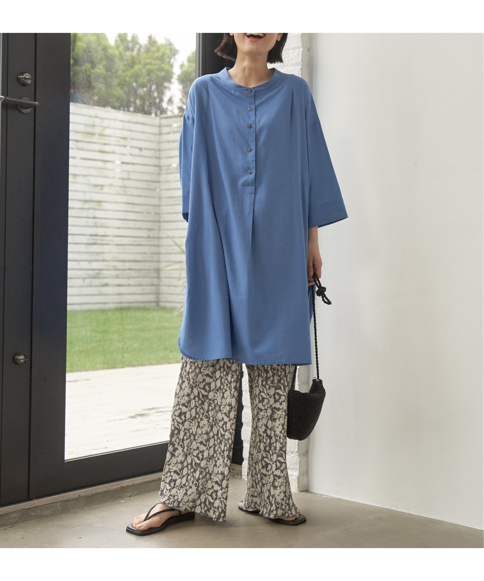 【エルビーシー/LBC】のリネンレーヨンボタンサックワンピ インテリア・キッズ・メンズ・レディースファッション・服の通販 founy(ファウニー) 　ファッション　Fashion　レディースファッション　Fashion for Women　ワンピース　Dresses　おすすめ　Recommended / Our Picks　シアー　Sheer, See-Through　チュニック　Tunic, Long Top　デニム　Denim, Jeans Material　ネップ　Nepp, Slub Yarn　バランス　Balance, Style Balance　フロント　Front, Front Design　プリーツ　Pleats, Pleated　リネン　Linen, Linen Fabric　エレガント 上品　Elegant　夏　Summer　ブルー|ID: prp329100004979399 ipo3291000000037313117