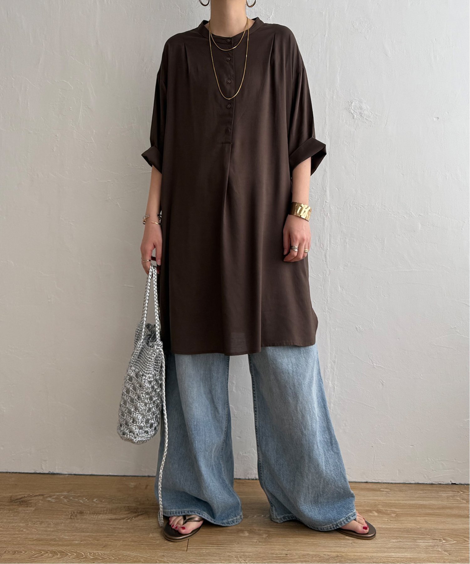 【エルビーシー/LBC】のリネンレーヨンボタンサックワンピ インテリア・キッズ・メンズ・レディースファッション・服の通販 founy(ファウニー) 　ファッション　Fashion　レディースファッション　Fashion for Women　ワンピース　Dresses　おすすめ　Recommended / Our Picks　シアー　Sheer, See-Through　チュニック　Tunic, Long Top　デニム　Denim, Jeans Material　ネップ　Nepp, Slub Yarn　バランス　Balance, Style Balance　フロント　Front, Front Design　プリーツ　Pleats, Pleated　リネン　Linen, Linen Fabric　エレガント 上品　Elegant　夏　Summer　ブラウン|ID: prp329100004979399 ipo3291000000037313118