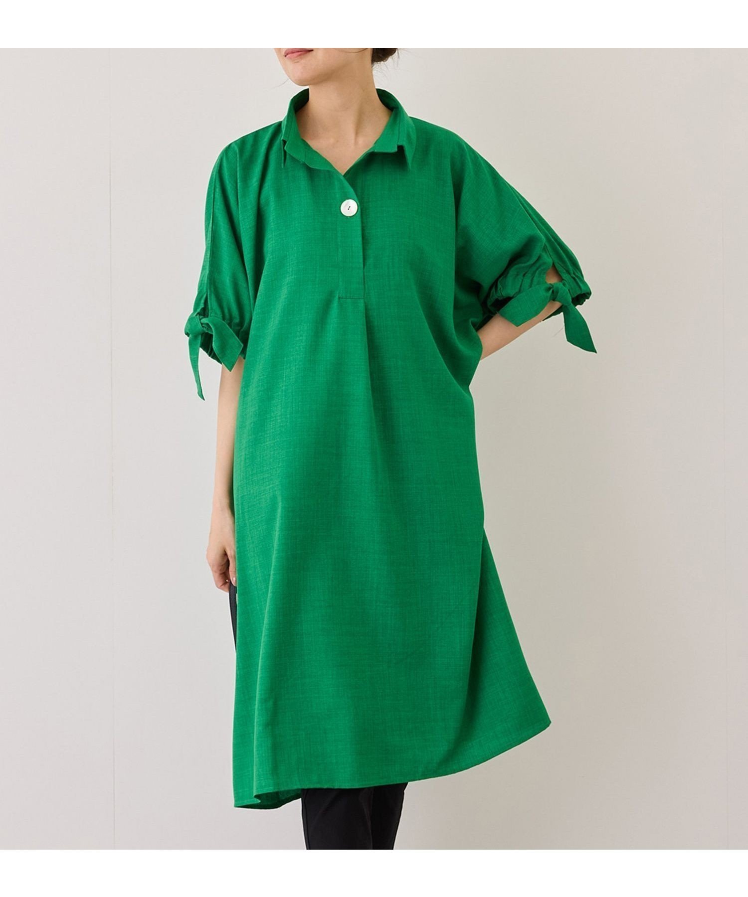 【ジャイロ/JAYRO】の袖リボンワンピース インテリア・キッズ・メンズ・レディースファッション・服の通販 founy(ファウニー) 　ファッション　Fashion　レディースファッション　Fashion for Women　ワンピース　Dresses　春　Spring　サンダル　Sandals, Summer Shoes　シンプル　Simple, Minimal　スキッパー　Skipper, Open Collar　スニーカー　Sneakers, Trainers　タンク　Tank Top, Sleeveless Top　ターコイズ　Turquoise, Blue-Green　フラット　Flat, Flat Shoes　ポケット　Pocket, Pocket Detail　リボン　Ribbon, Bow　リラックス　Relax, Relaxed Fit　S/S・春夏　SS, Spring/Summer, Warm Season　おすすめ　Recommended / Our Picks　夏　Summer　グリーン(30)|ID: prp329100004979404 ipo3291000000037313133