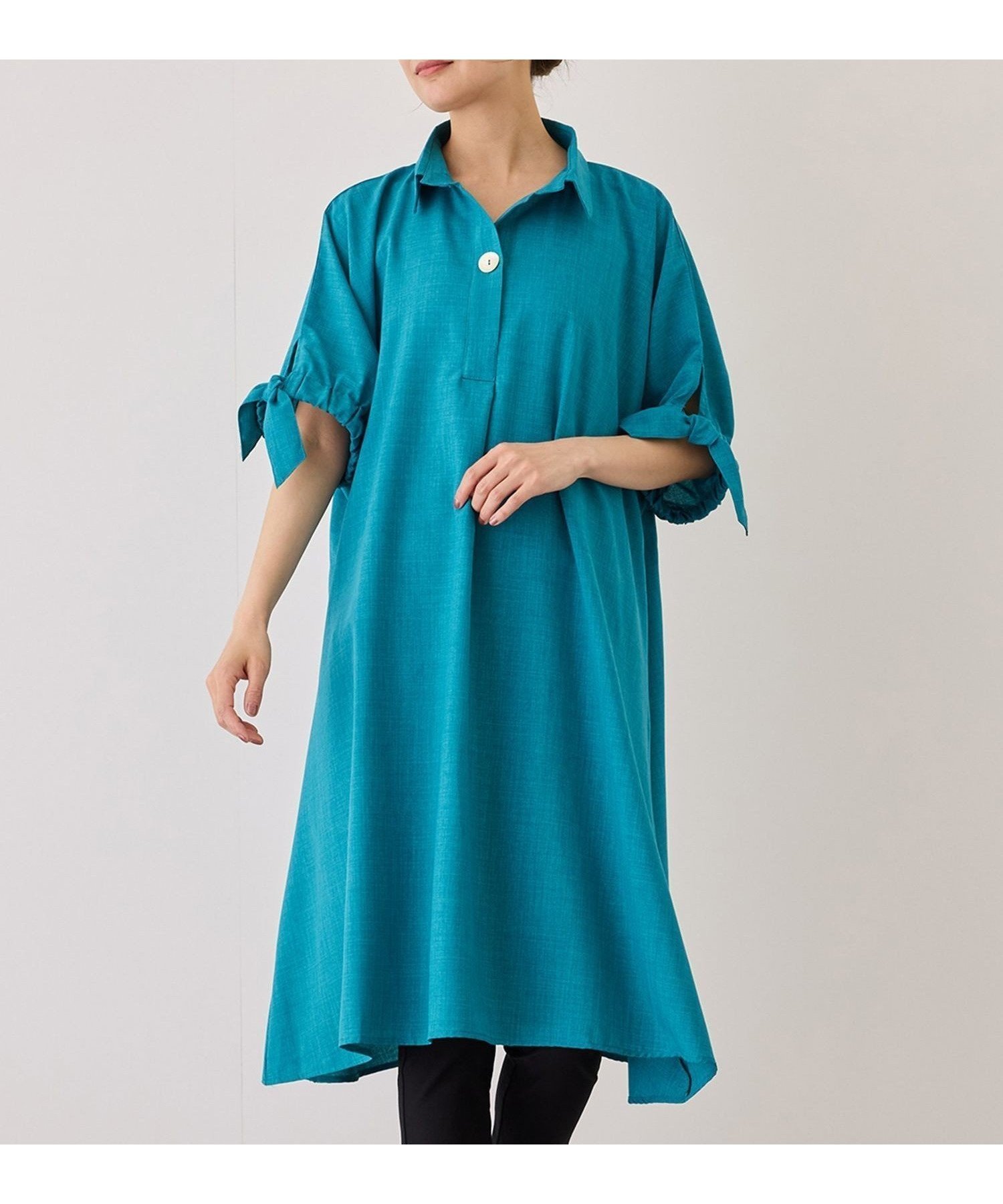 【ジャイロ/JAYRO】の袖リボンワンピース インテリア・キッズ・メンズ・レディースファッション・服の通販 founy(ファウニー) 　ファッション　Fashion　レディースファッション　Fashion for Women　ワンピース　Dresses　春　Spring　サンダル　Sandals, Summer Shoes　シンプル　Simple, Minimal　スキッパー　Skipper, Open Collar　スニーカー　Sneakers, Trainers　タンク　Tank Top, Sleeveless Top　ターコイズ　Turquoise, Blue-Green　フラット　Flat, Flat Shoes　ポケット　Pocket, Pocket Detail　リボン　Ribbon, Bow　リラックス　Relax, Relaxed Fit　S/S・春夏　SS, Spring/Summer, Warm Season　おすすめ　Recommended / Our Picks　夏　Summer　ターコイズ(49)|ID: prp329100004979404 ipo3291000000037313137