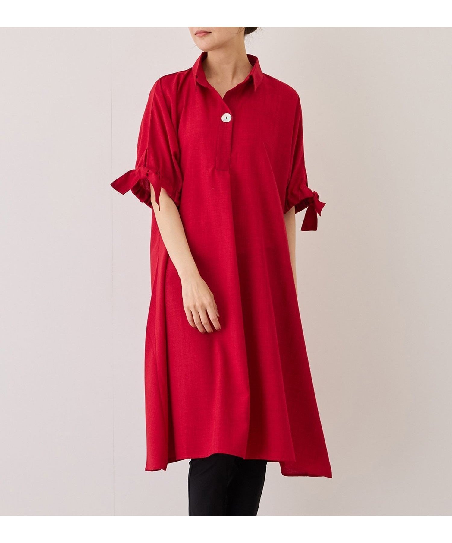 【ジャイロ/JAYRO】の袖リボンワンピース インテリア・キッズ・メンズ・レディースファッション・服の通販 founy(ファウニー) 　ファッション　Fashion　レディースファッション　Fashion for Women　ワンピース　Dresses　春　Spring　サンダル　Sandals, Summer Shoes　シンプル　Simple, Minimal　スキッパー　Skipper, Open Collar　スニーカー　Sneakers, Trainers　タンク　Tank Top, Sleeveless Top　ターコイズ　Turquoise, Blue-Green　フラット　Flat, Flat Shoes　ポケット　Pocket, Pocket Detail　リボン　Ribbon, Bow　リラックス　Relax, Relaxed Fit　S/S・春夏　SS, Spring/Summer, Warm Season　おすすめ　Recommended / Our Picks　夏　Summer　レッド(60)|ID: prp329100004979404 ipo3291000000037313138