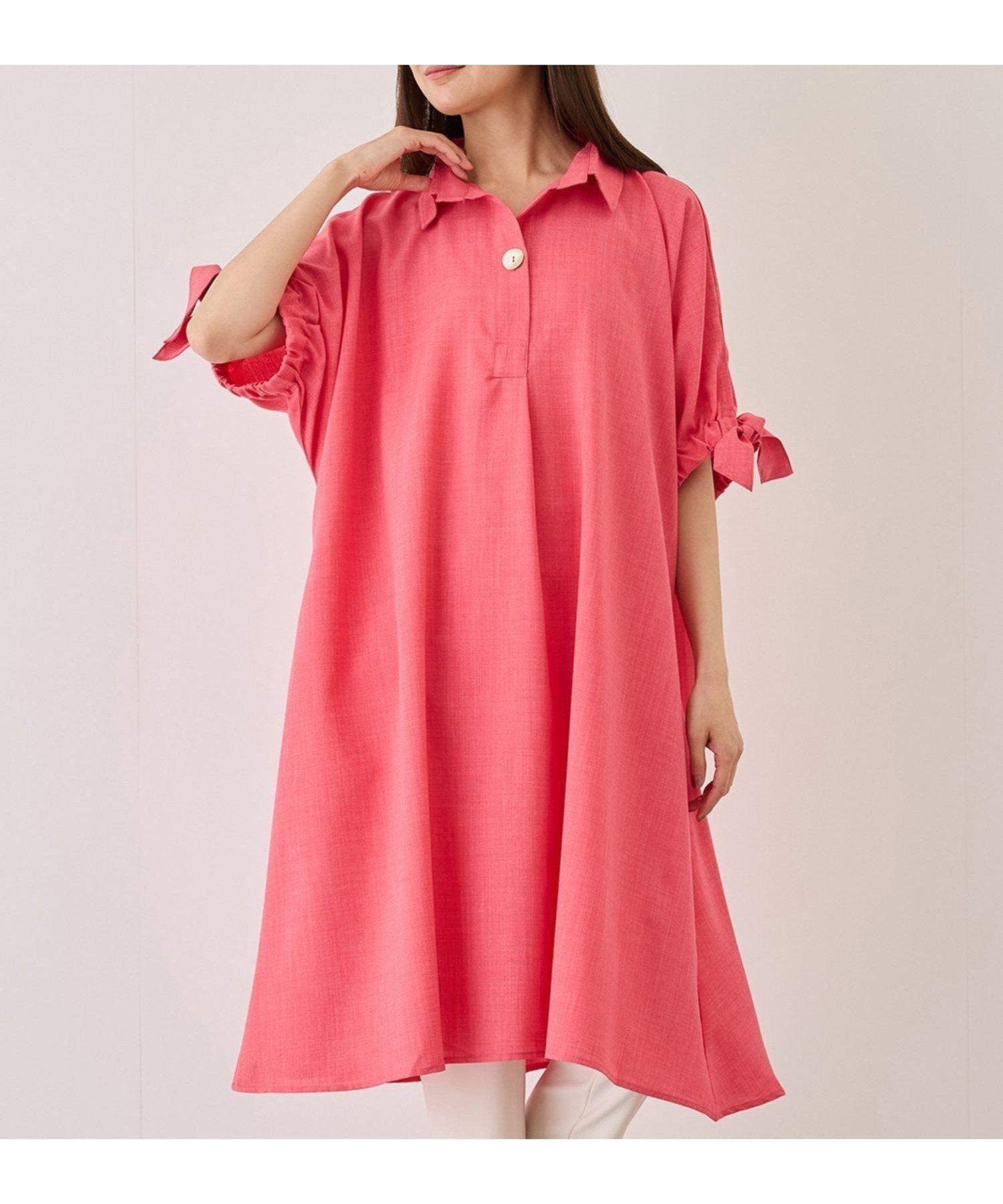 【ジャイロ/JAYRO】の袖リボンワンピース インテリア・キッズ・メンズ・レディースファッション・服の通販 founy(ファウニー) 　ファッション　Fashion　レディースファッション　Fashion for Women　ワンピース　Dresses　春　Spring　サンダル　Sandals, Summer Shoes　シンプル　Simple, Minimal　スキッパー　Skipper, Open Collar　スニーカー　Sneakers, Trainers　タンク　Tank Top, Sleeveless Top　ターコイズ　Turquoise, Blue-Green　フラット　Flat, Flat Shoes　ポケット　Pocket, Pocket Detail　リボン　Ribbon, Bow　リラックス　Relax, Relaxed Fit　S/S・春夏　SS, Spring/Summer, Warm Season　おすすめ　Recommended / Our Picks　夏　Summer　ピンク(63)|ID: prp329100004979404 ipo3291000000037313139