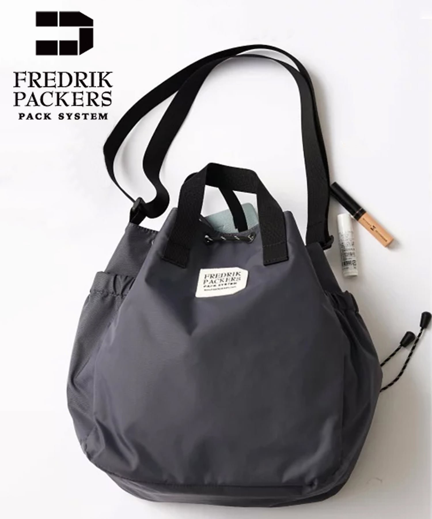 【セットアップセブン/SETUP7】のFREDRIK PACKERS/BLOOM SHOULDER NYLON 巾着ナイロンショルダーバッグ トート 2way インテリア・キッズ・メンズ・レディースファッション・服の通販 founy(ファウニー) 　ファッション　Fashion　レディースファッション　Fashion for Women　バッグ　Bags　アウトドア　Outdoor Clothing　巾着　Drawstring Bag, Kinchaku　軽量　Lightweight, Ultra Light　ショルダー　Shoulder, Shoulder Strap　シンプル　Simple, Minimal　フォルム　Silhouette, Form　ポケット　Pocket, Pocket Detail　別注　Limited Edition, Custom Order　レオパード　Leopard, Animal Print　再入荷　Restock / Back in Stock　GRY|ID: prp329100004979652 ipo3291000000037314160
