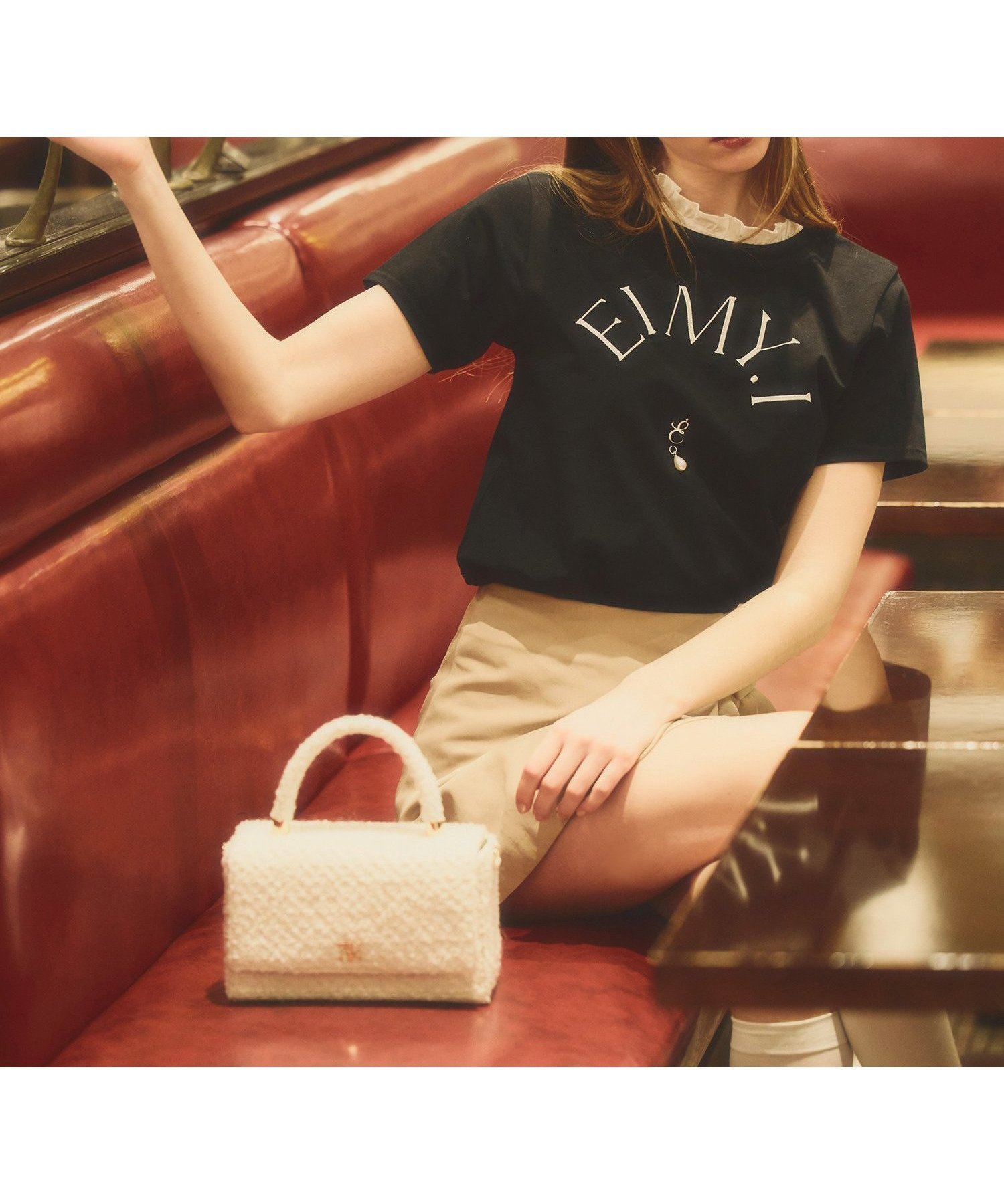 【エイミーイストワール/eimy istoire】の10th Chapter T shirt 1 インテリア・キッズ・メンズ・レディースファッション・服の通販 founy(ファウニー) 　ファッション　Fashion　レディースファッション　Fashion for Women　トップス・カットソー　Cut & Sew Tops　シャツ・ブラウス・オフィスカジュアル　Elegant Blouses & Button-Ups　ロングTシャツ・Tシャツ　Longline T-Shirts & Tees　インナー　Innerwear　カーディガン　Cardigan, Knitwear　コンパクト　Compact, Small Size　シルク　Silk, 100% Silk　シンプル　Simple, Minimal　ジャケット　Jacket, Outerwear　スラックス　Slacks, Dress Pants　デニム　Denim, Jeans Material　バランス　Balance, Style Balance　フロント　Front, Front Design　ボトム　Bottoms, Lower Wear　ロング　Long, Long-Length　再入荷　Restock / Back in Stock　おすすめ　Recommended / Our Picks　エレガント 上品　Elegant　BLACK|ID: prp329100004979743 ipo3291000000037314931